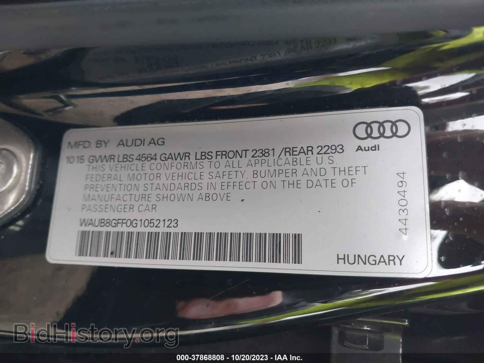 2016 AUDI A3 - VIN: WAUB8GFF0G1052123 - Фото 9