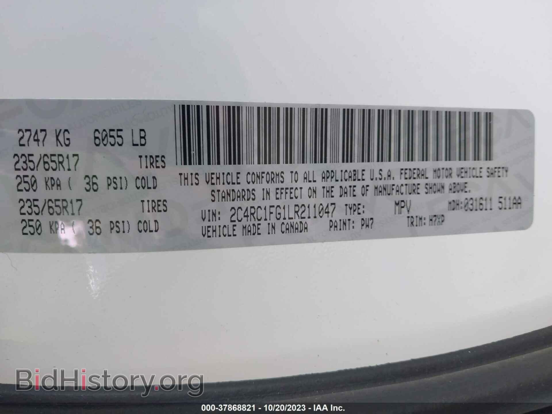2020 CHRYSLER PACIFICA - VIN: 2C4RC1FG1LR211047 - Photo 9