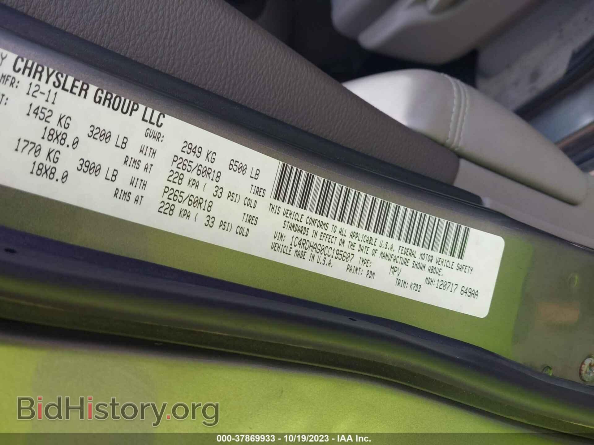 2012 DODGE DURANGO - VIN: 1C4RDHAG0CC195607 - Фото 9