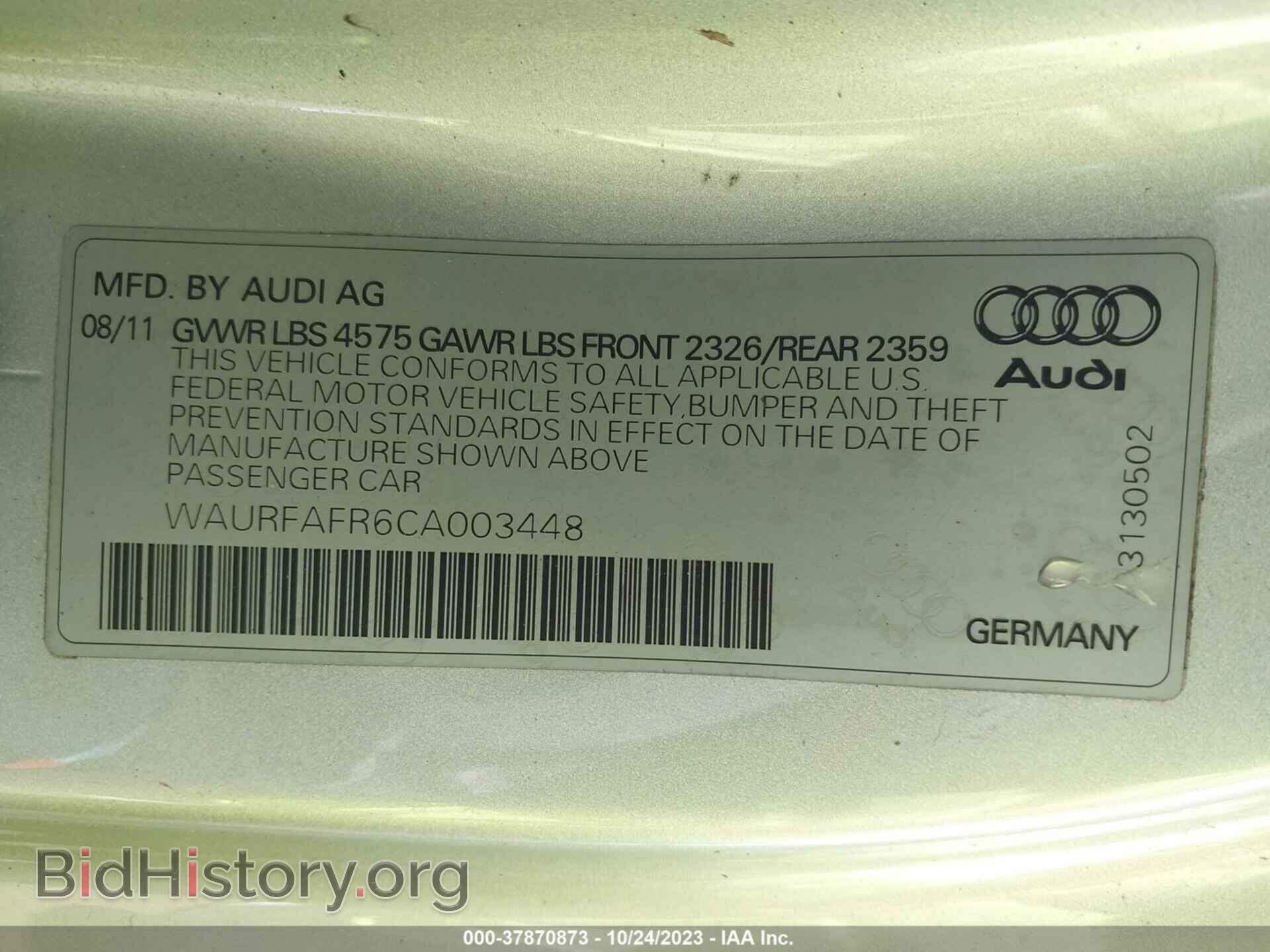 2012 AUDI A5 - VIN: WAURFAFR6CA003448 - Photo 9