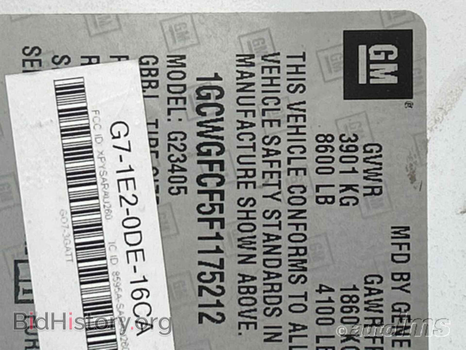 2015 CHEVROLET EXPRESS CARGO VAN - VIN: 1GCWGFCF5F1175212 - Фото 5