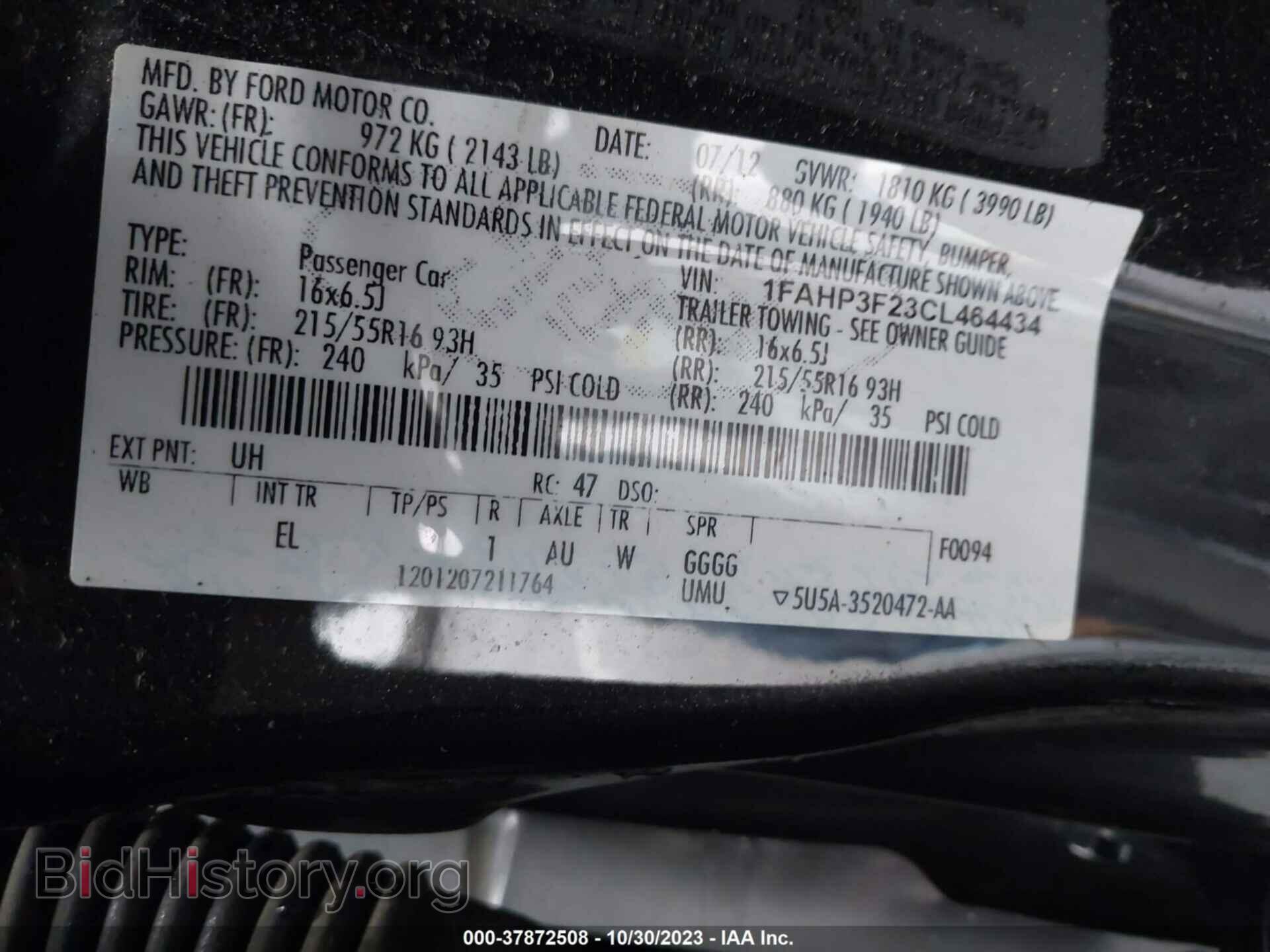 2012 FORD FOCUS - VIN: 1FAHP3F23CL464434 - Фото 9