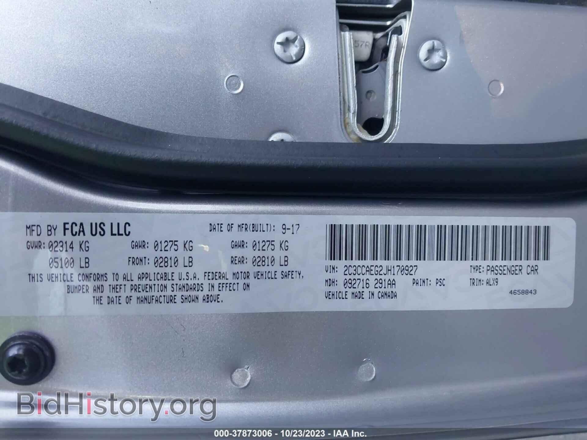 2018 CHRYSLER 300 - VIN: 2C3CCAEG2JH170927 - Фото 9