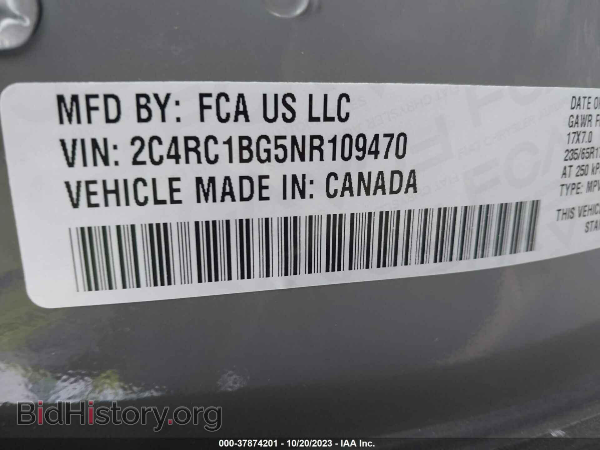 2022 CHRYSLER PACIFICA - VIN: 2C4RC1BG5NR109470 - Фото 9