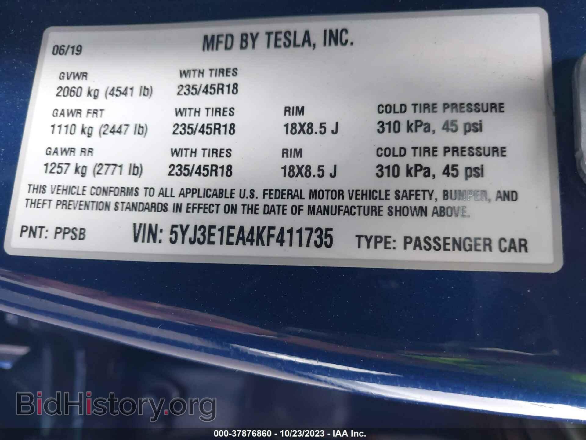 2019 TESLA MODEL 3 - VIN: 5YJ3E1EA4KF411735 - Photo 9