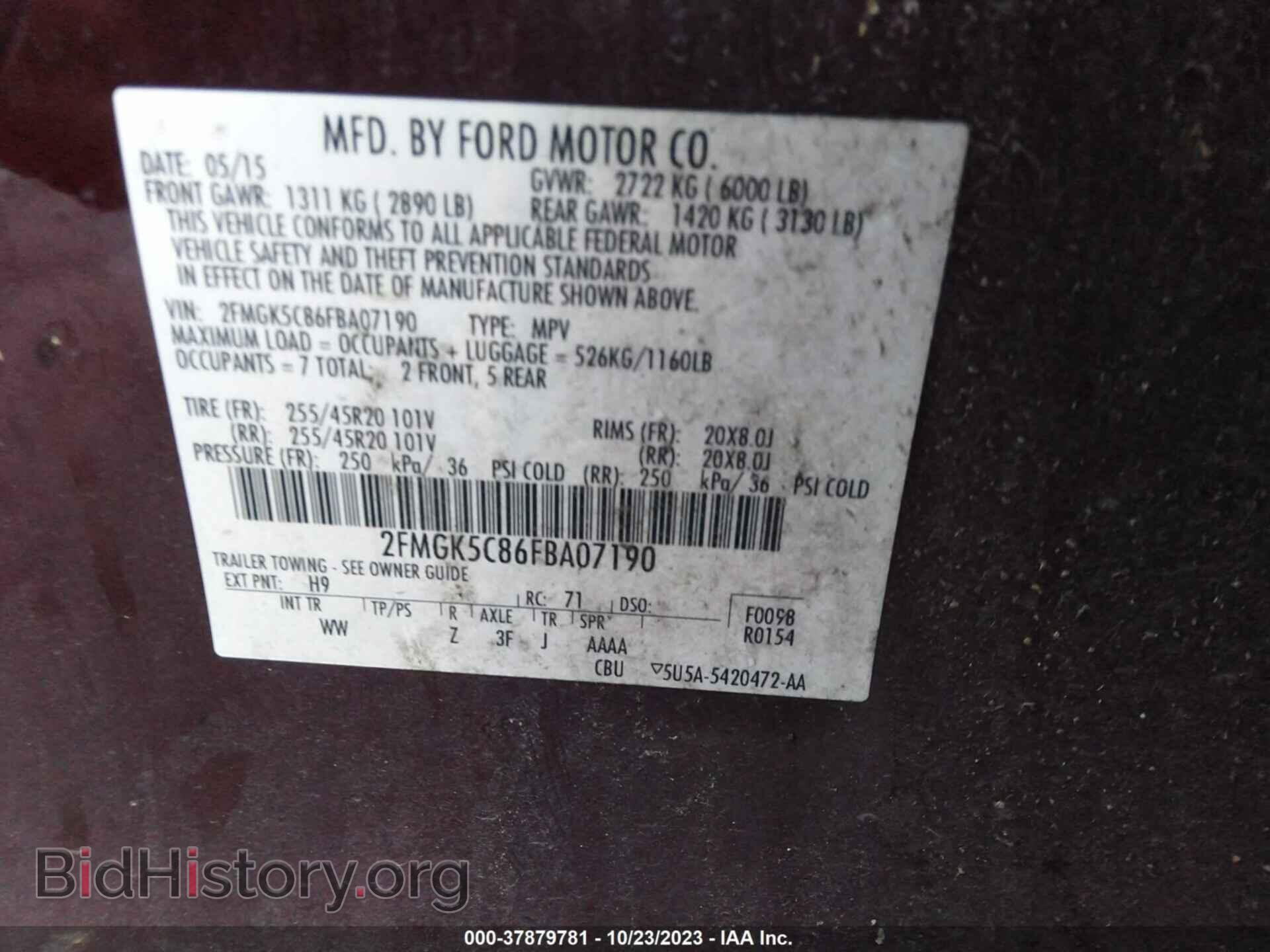 2015 FORD FLEX - VIN: 2FMGK5C86FBA07190 - Photo 9