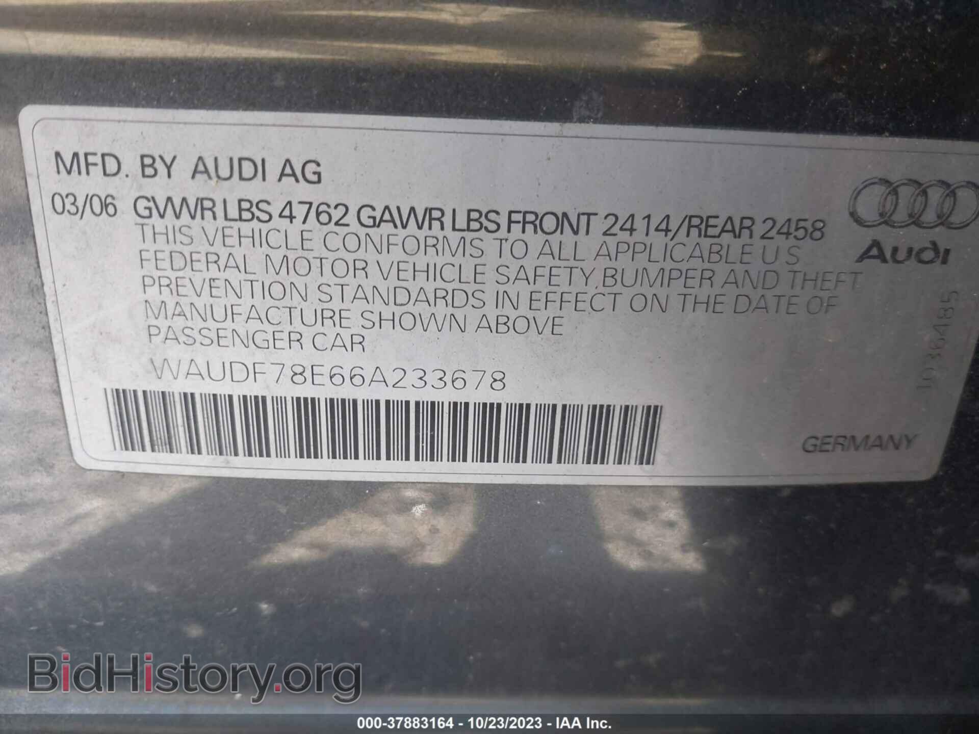 2006 AUDI A4 - VIN: WAUDF78E66A233678 - Photo 9