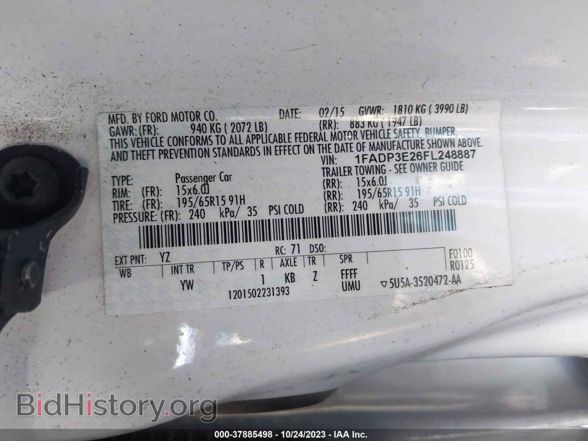 2015 FORD FOCUS - VIN: 1FADP3E26FL248887 - Фото 9