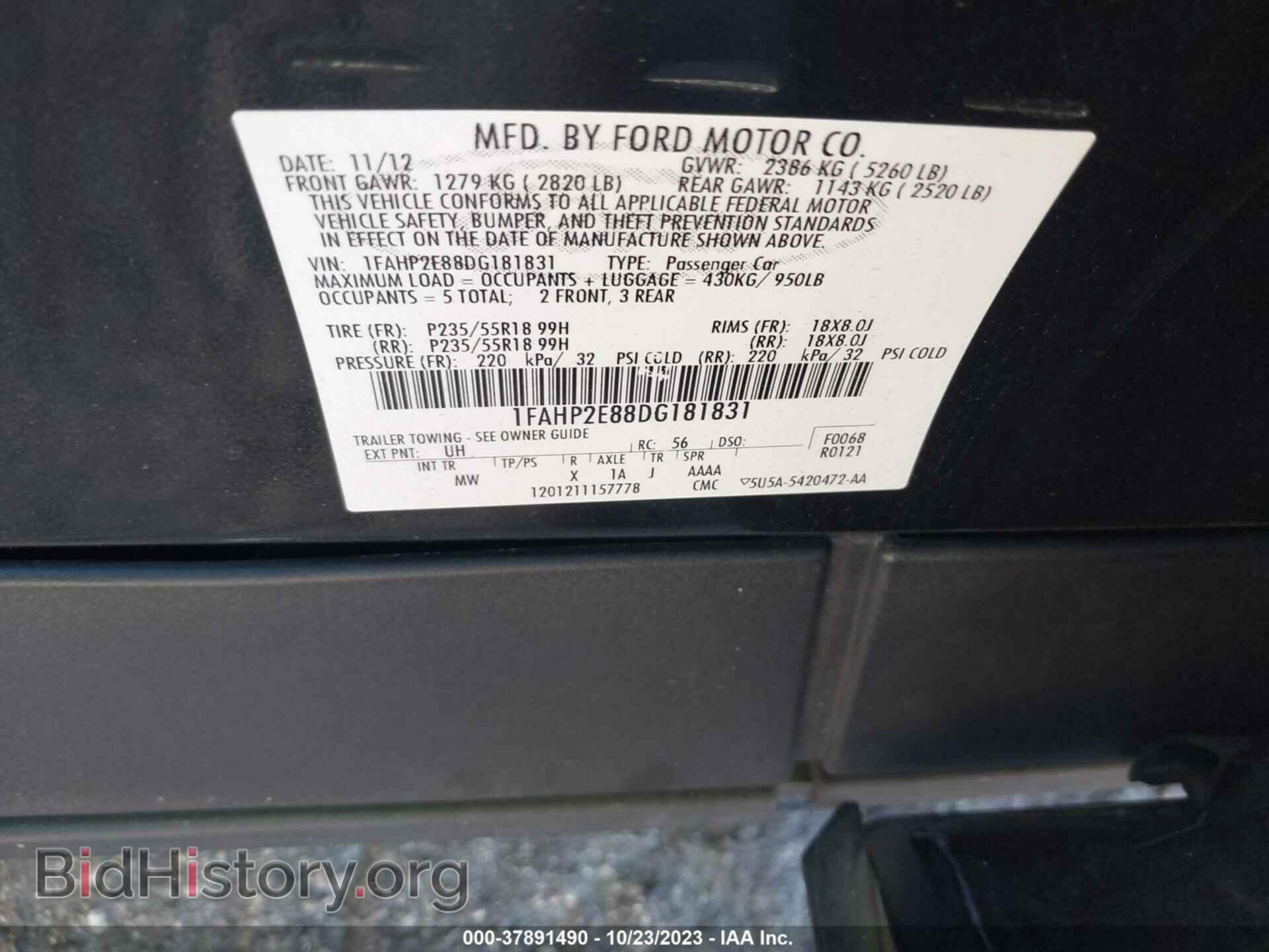 2013 FORD TAURUS - VIN: 1FAHP2E88DG181831 - Фото 9