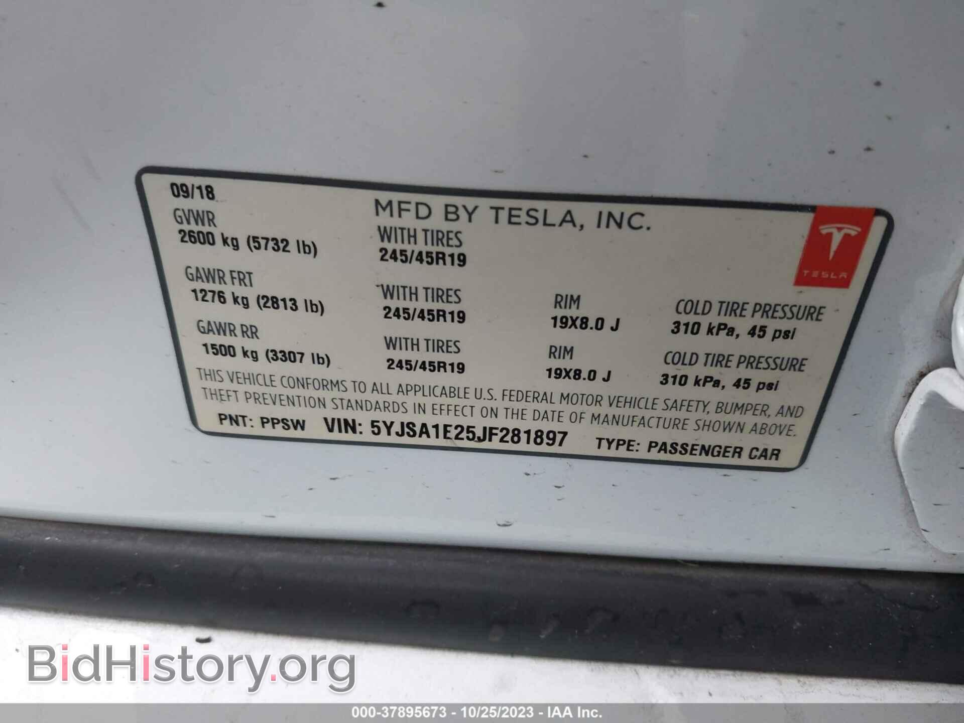 2018 TESLA MODEL S - VIN: 5YJSA1E25JF281897 - Photo 9