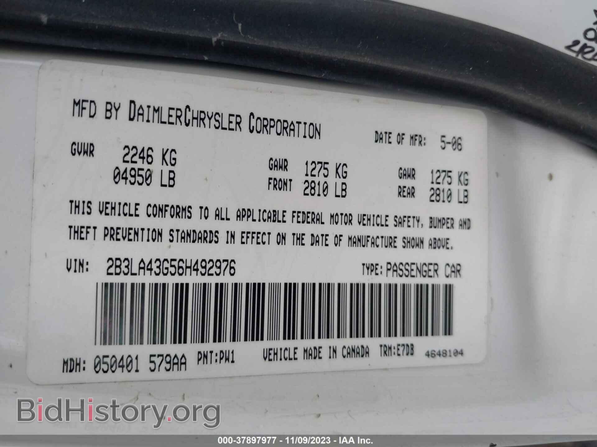 2006 DODGE CHARGER - VIN: 2B3LA43G56H492976 - Фото 9