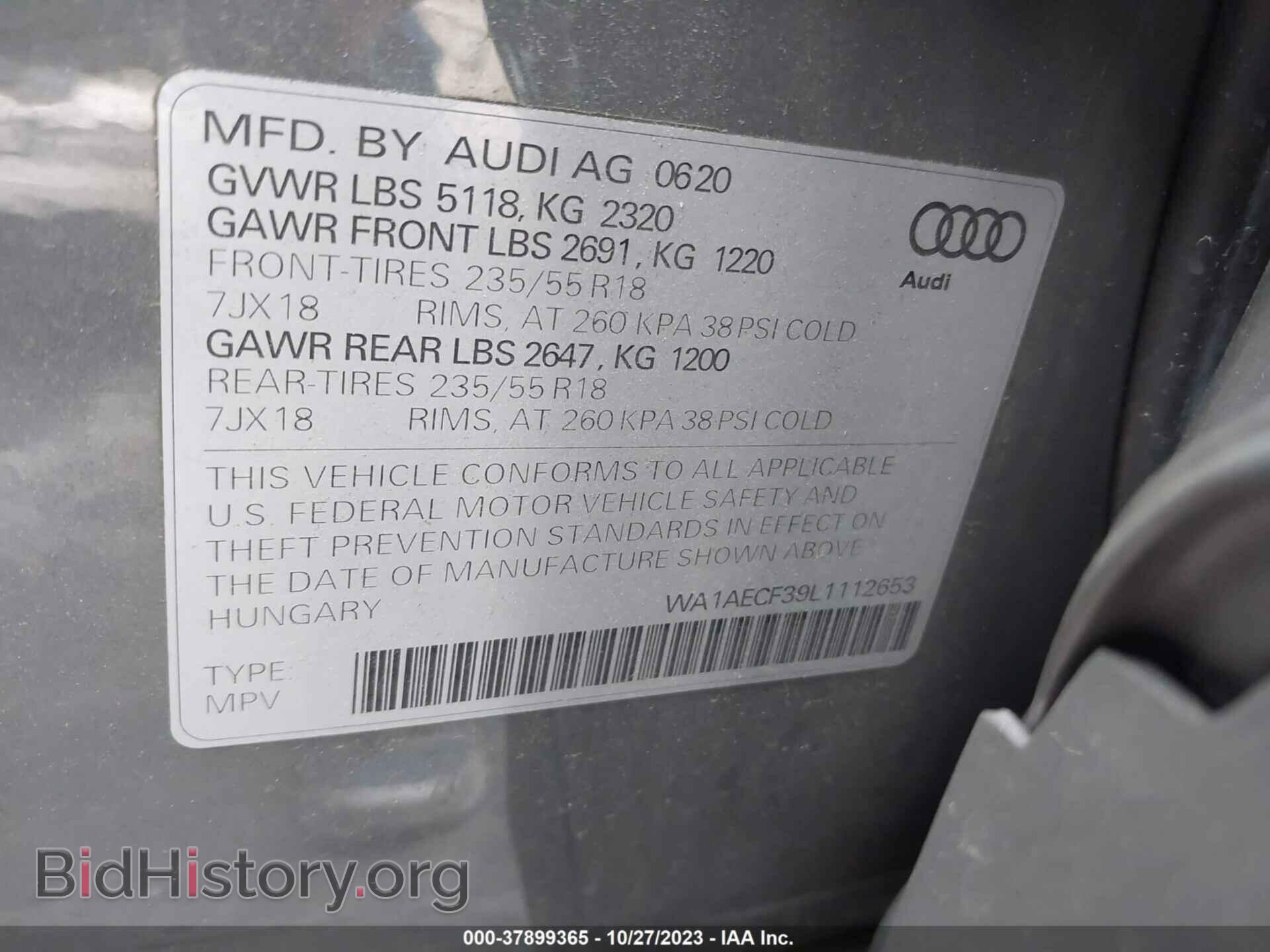 2020 AUDI Q3 - VIN: WA1AECF39L1112653 - Фото 9