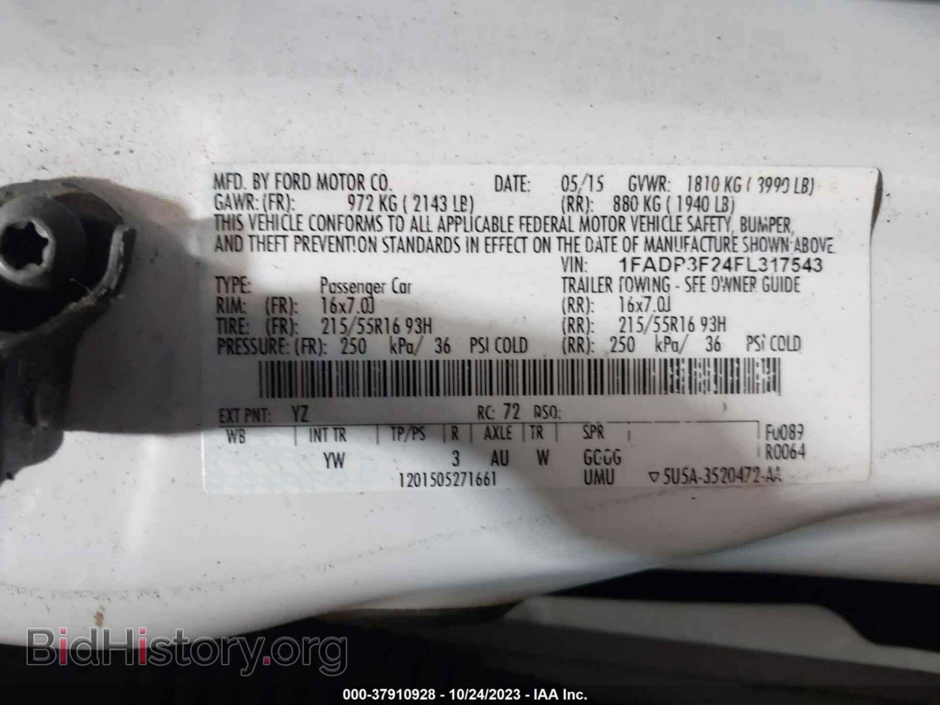 2015 FORD FOCUS - VIN: 1FADP3F24FL317543 - Фото 9