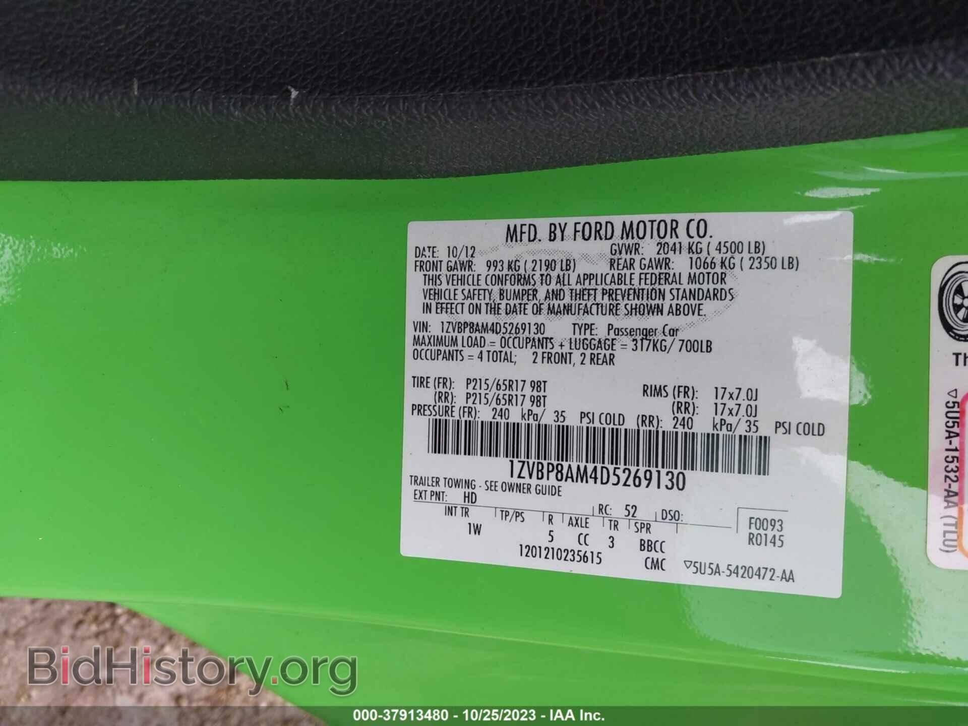 2013 FORD MUSTANG - VIN: 1ZVBP8AM4D5269130 - Фото 9
