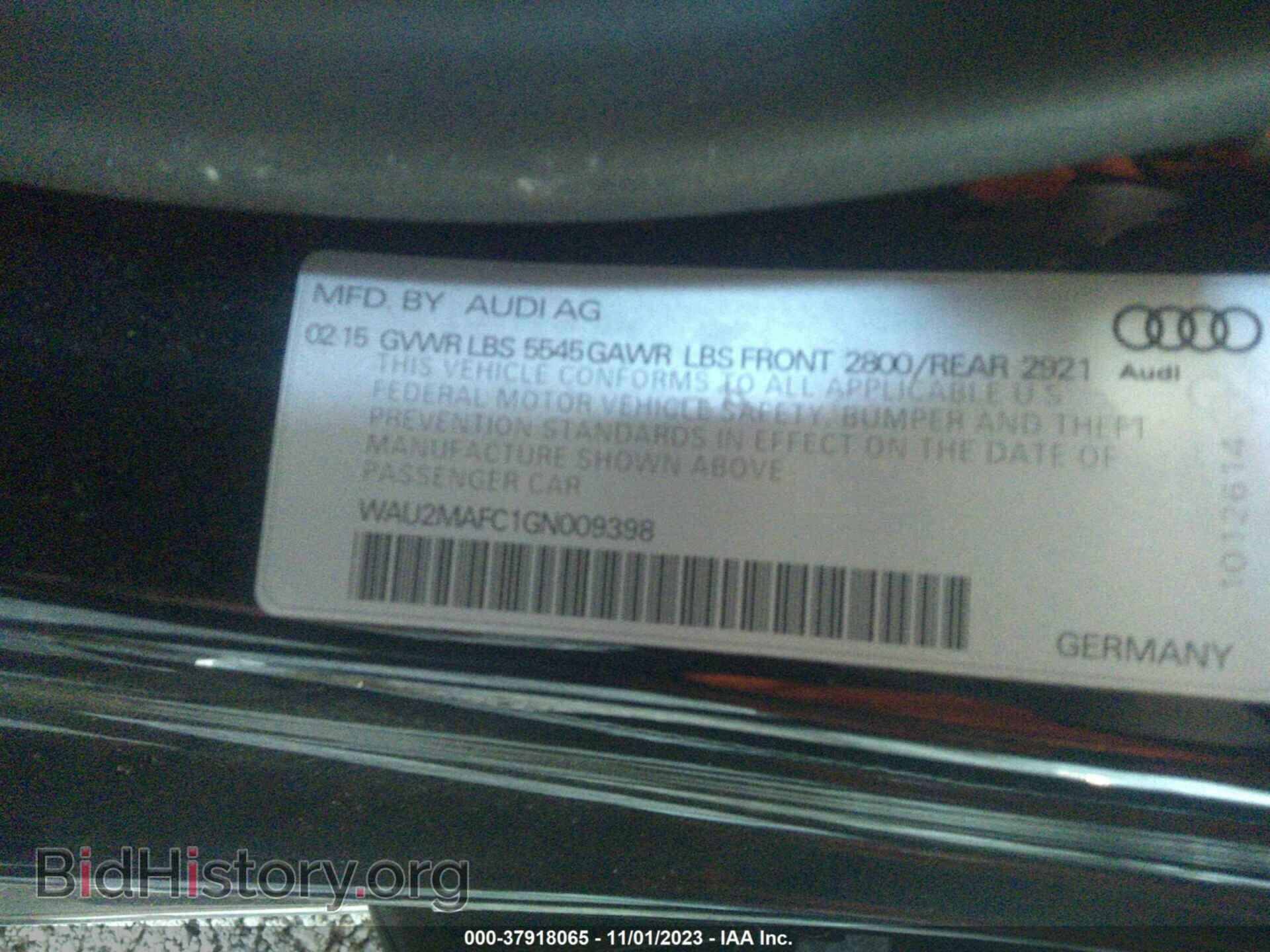 2016 AUDI A7 - VIN: WAU2MAFC1GN009398 - Фото 9