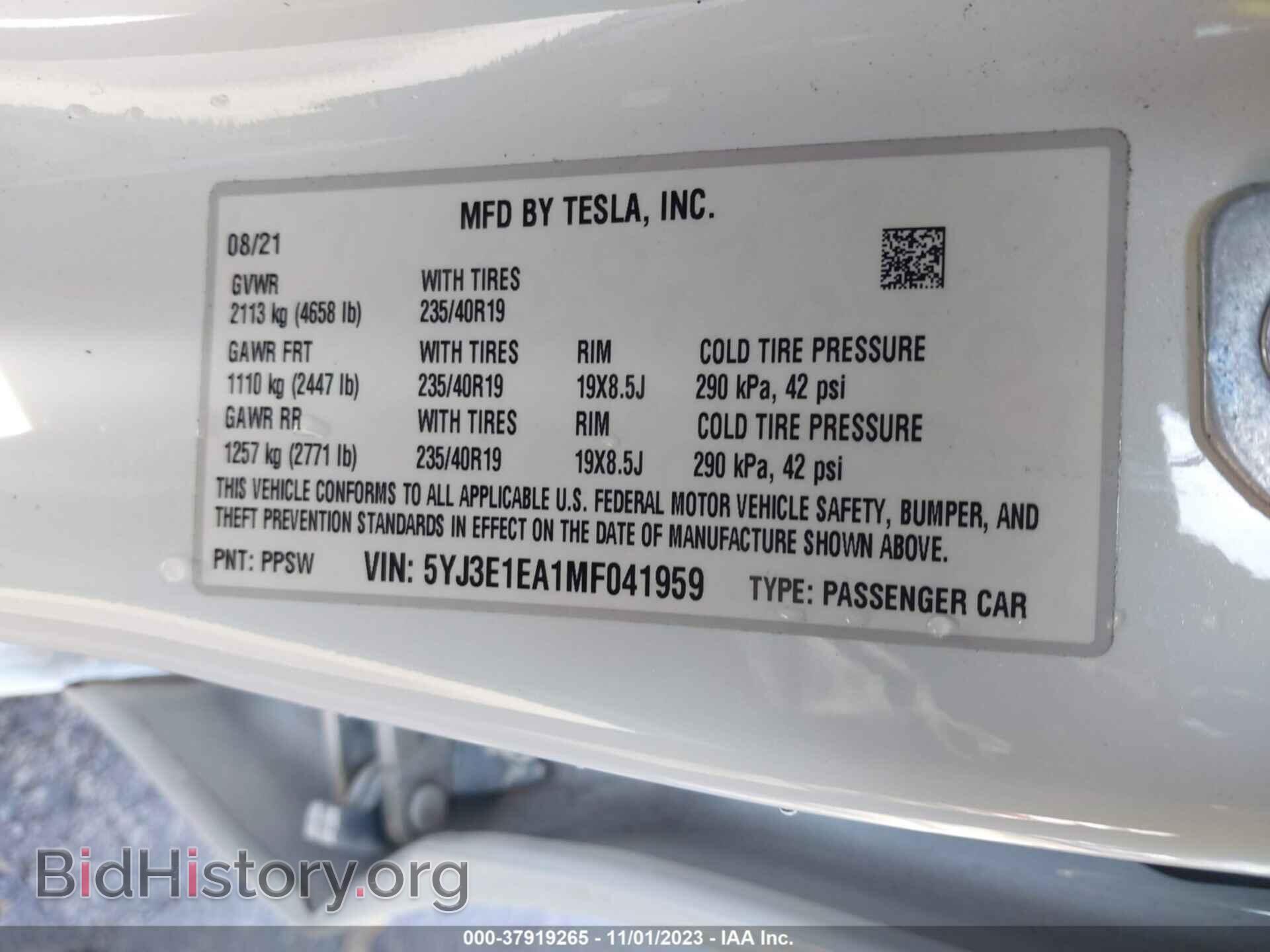 2021 TESLA MODEL 3 - VIN: 5YJ3E1EA1MF041959 - Photo 9