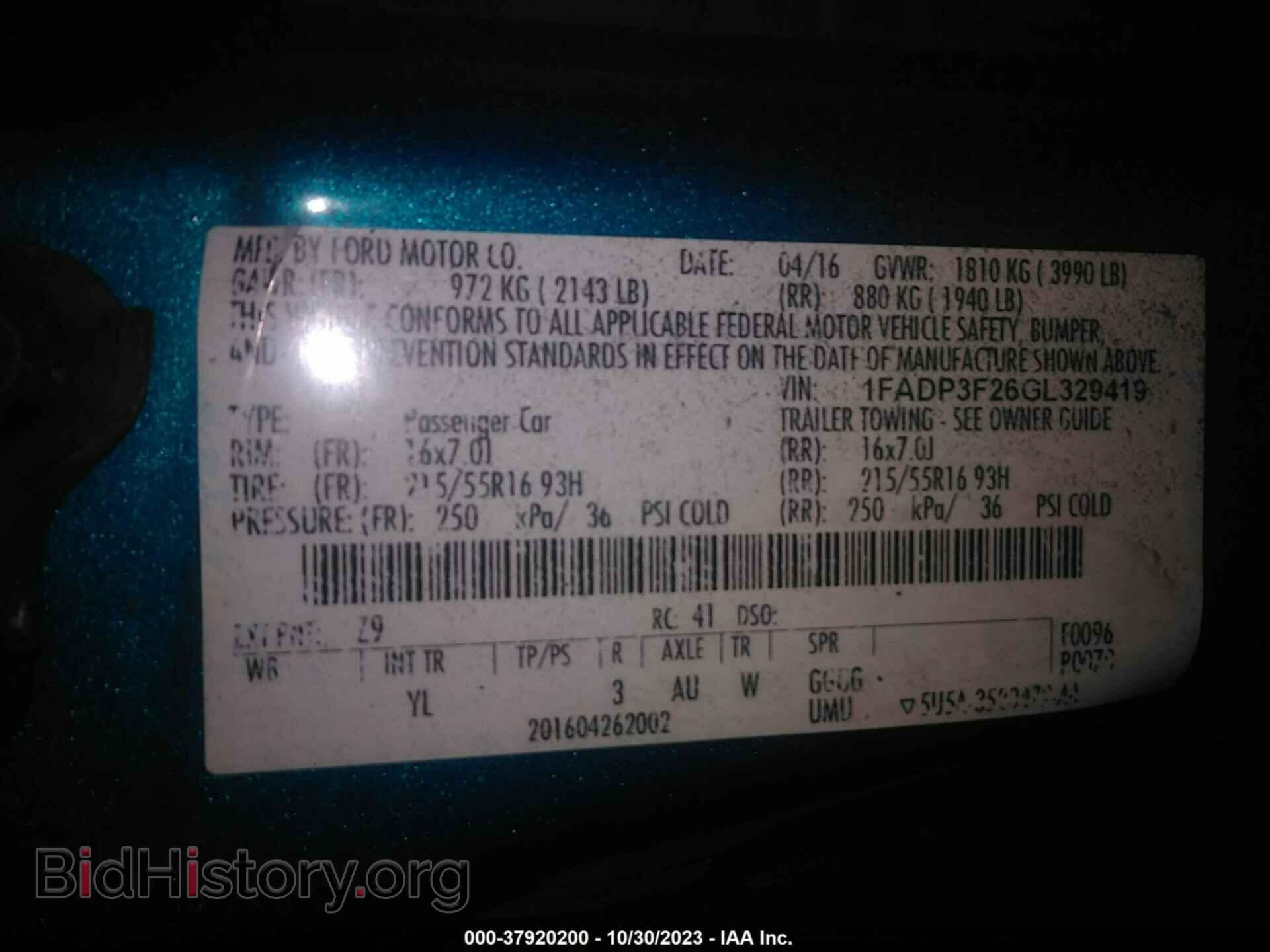 2016 FORD FOCUS - VIN: 1FADP3F26GL329419 - Фото 9