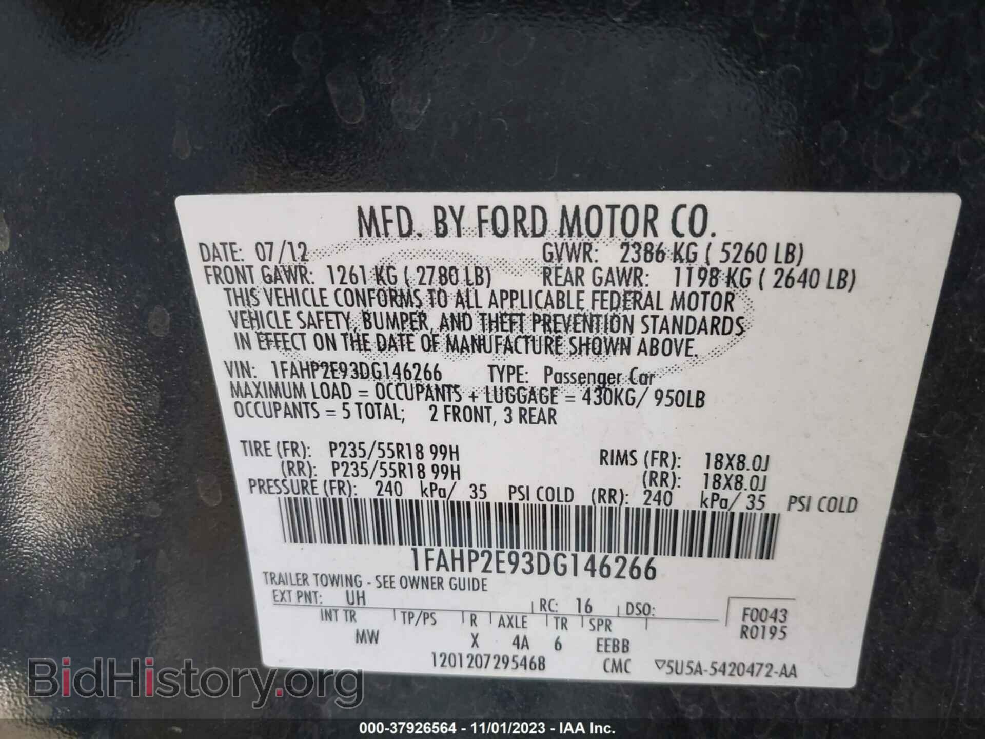 2013 FORD TAURUS - VIN: 1FAHP2E93DG146266 - Фото 9