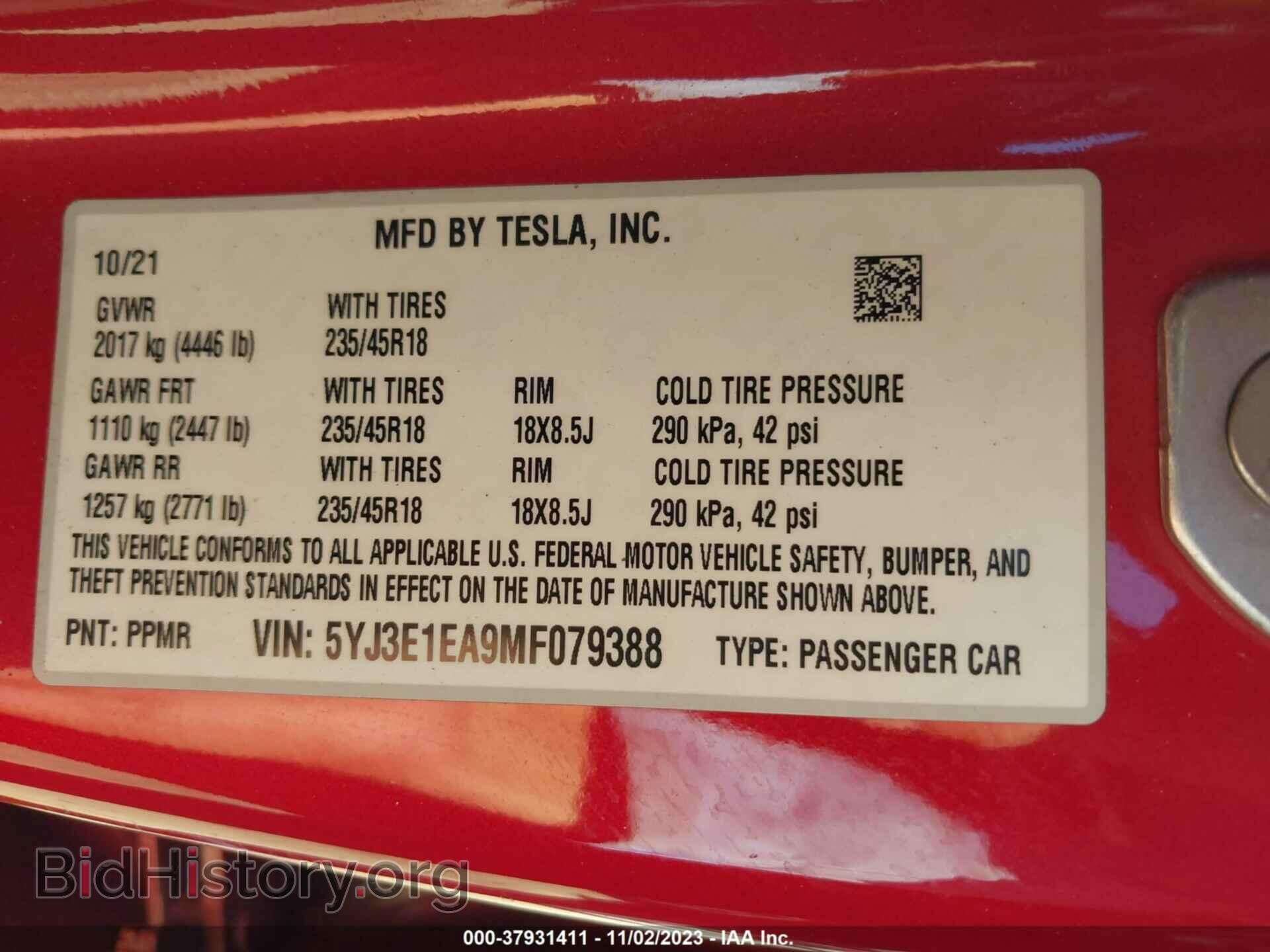 2021 TESLA MODEL 3 - VIN: 5YJ3E1EA9MF079388 - Photo 9