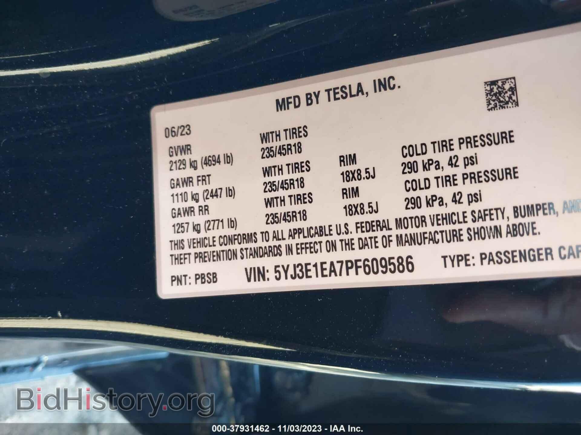 2023 TESLA MODEL 3 - VIN: 5YJ3E1EA7PF609586 - Photo 9