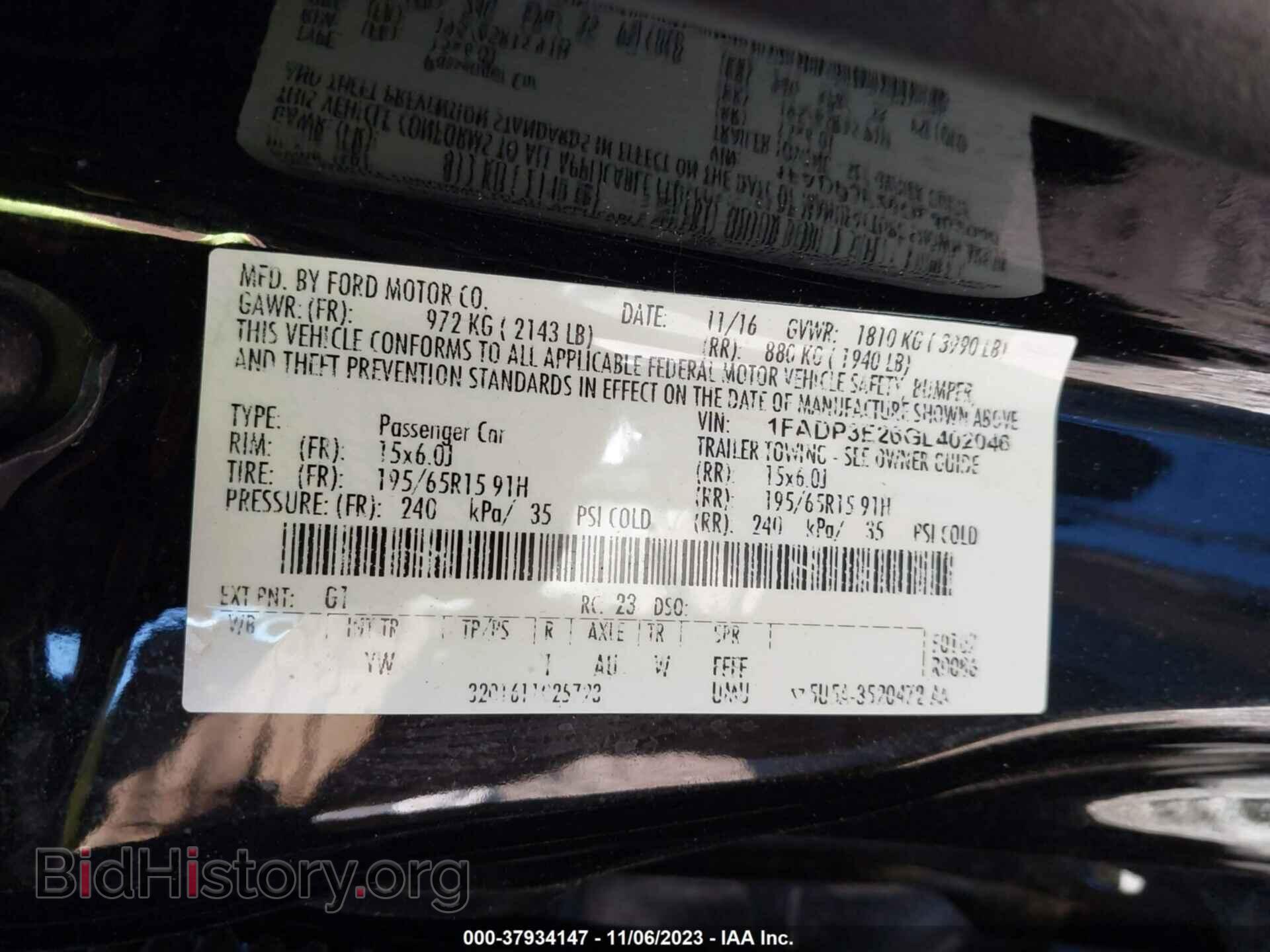 2016 FORD FOCUS - VIN: 1FADP3E26GL402046 - Фото 9