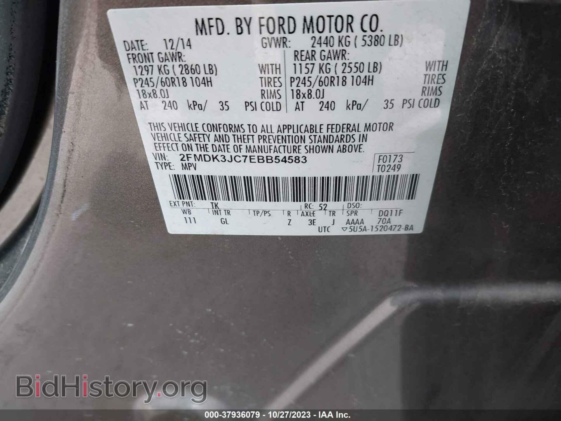 2014 FORD EDGE - VIN: 2FMDK3JC7EBB54583 - Photo 9