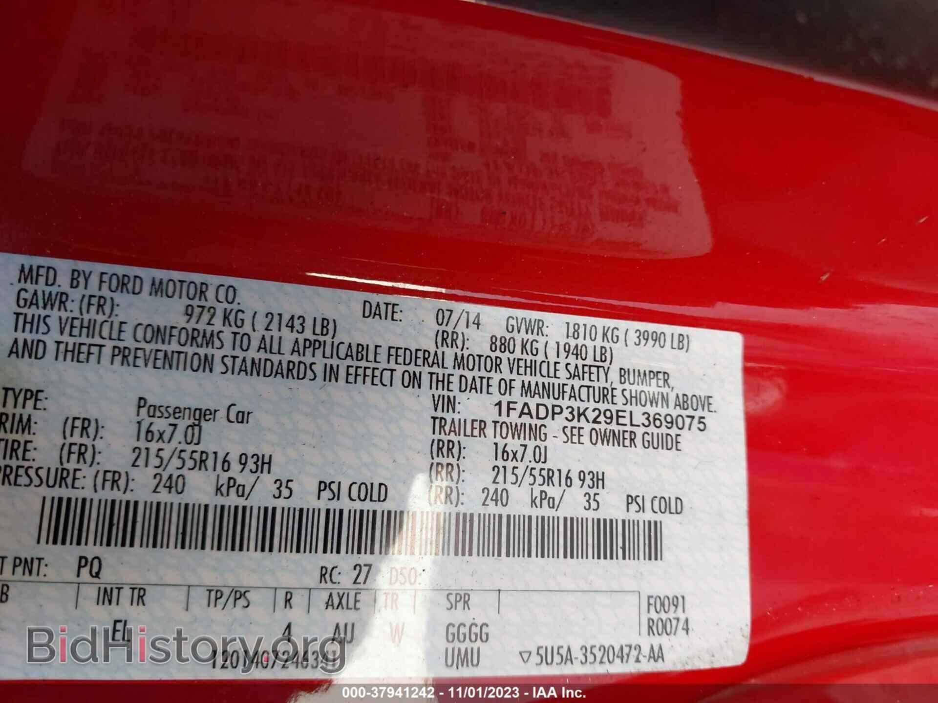 2014 FORD FOCUS - VIN: 1FADP3K29EL369075 - Photo 9