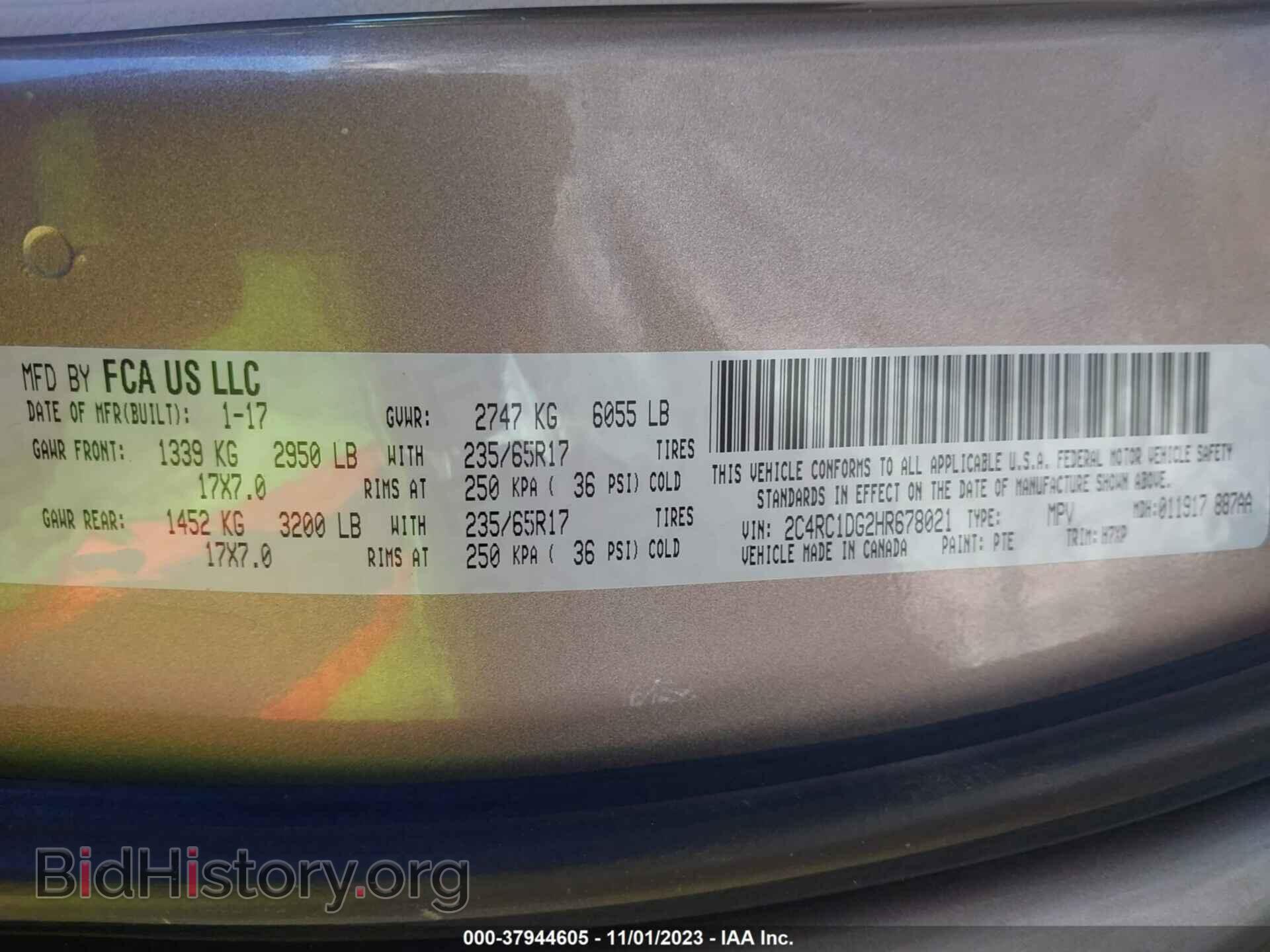 2017 CHRYSLER PACIFICA - VIN: 2C4RC1DG2HR678021 - Photo 9