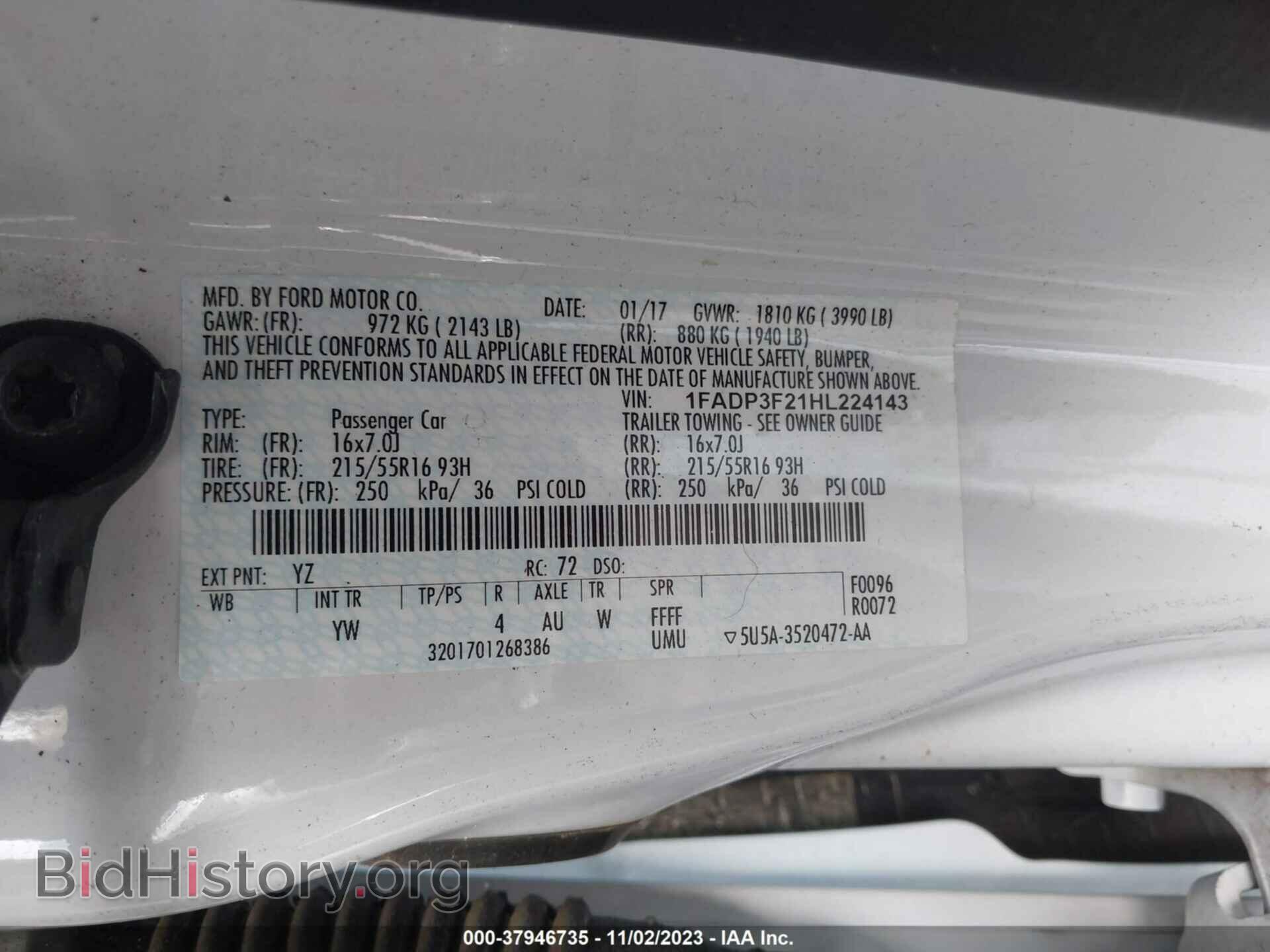 2017 FORD FOCUS - VIN: 1FADP3F21HL224143 - Фото 9