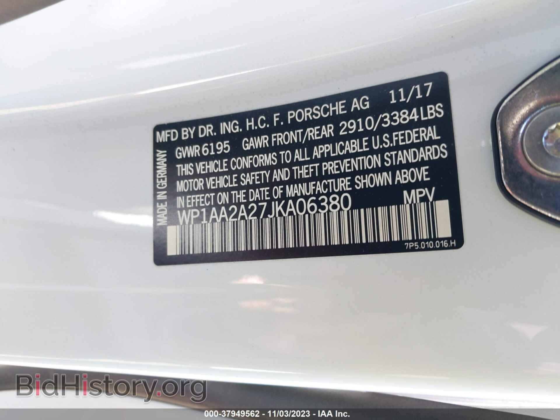 2018 PORSCHE CAYENNE - VIN: WP1AA2A27JKA06380 - Фото 9