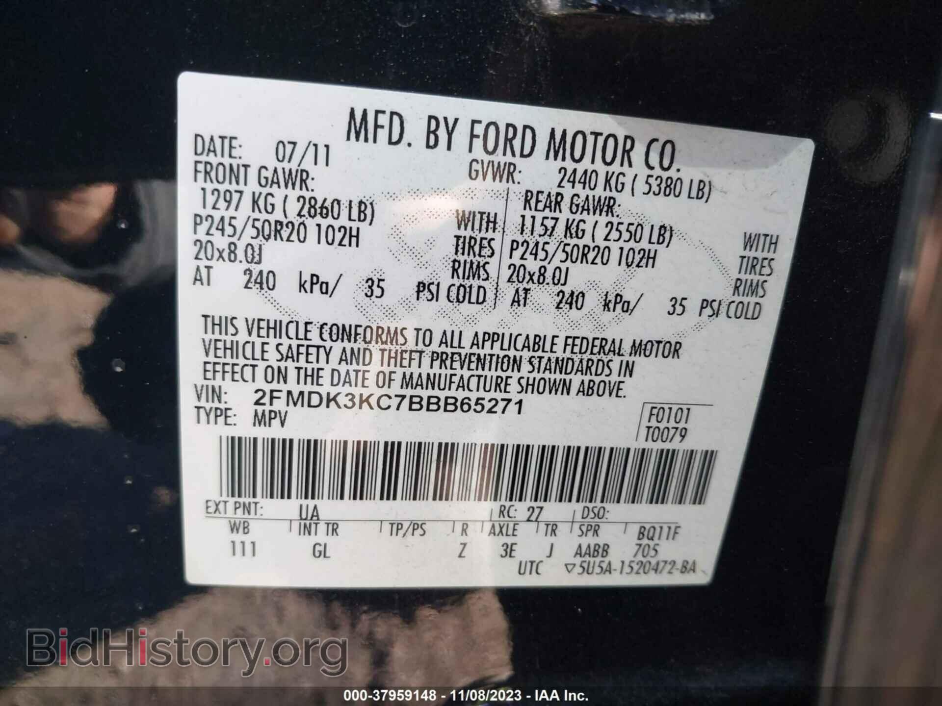 2011 FORD EDGE - VIN: 2FMDK3KC7BBB65271 - Photo 9
