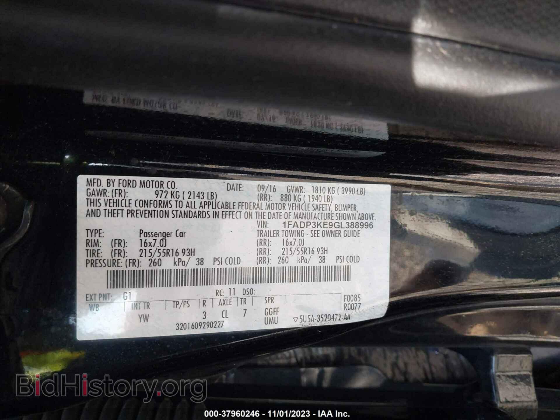 2016 FORD FOCUS - VIN: 1FADP3KE9GL388996 - Фото 9