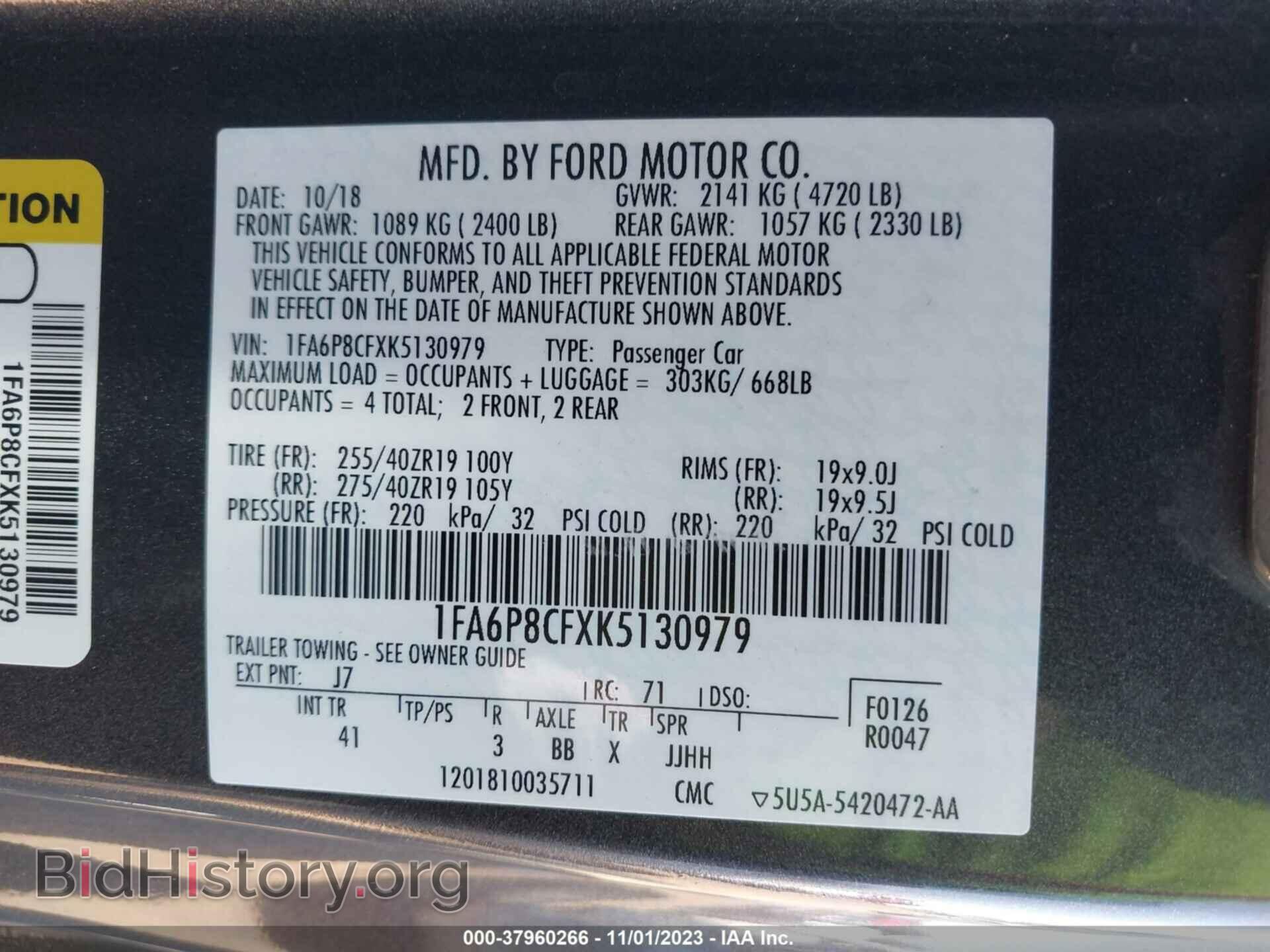 2019 FORD MUSTANG - VIN: 1FA6P8TFXK5130979 - Фото 9