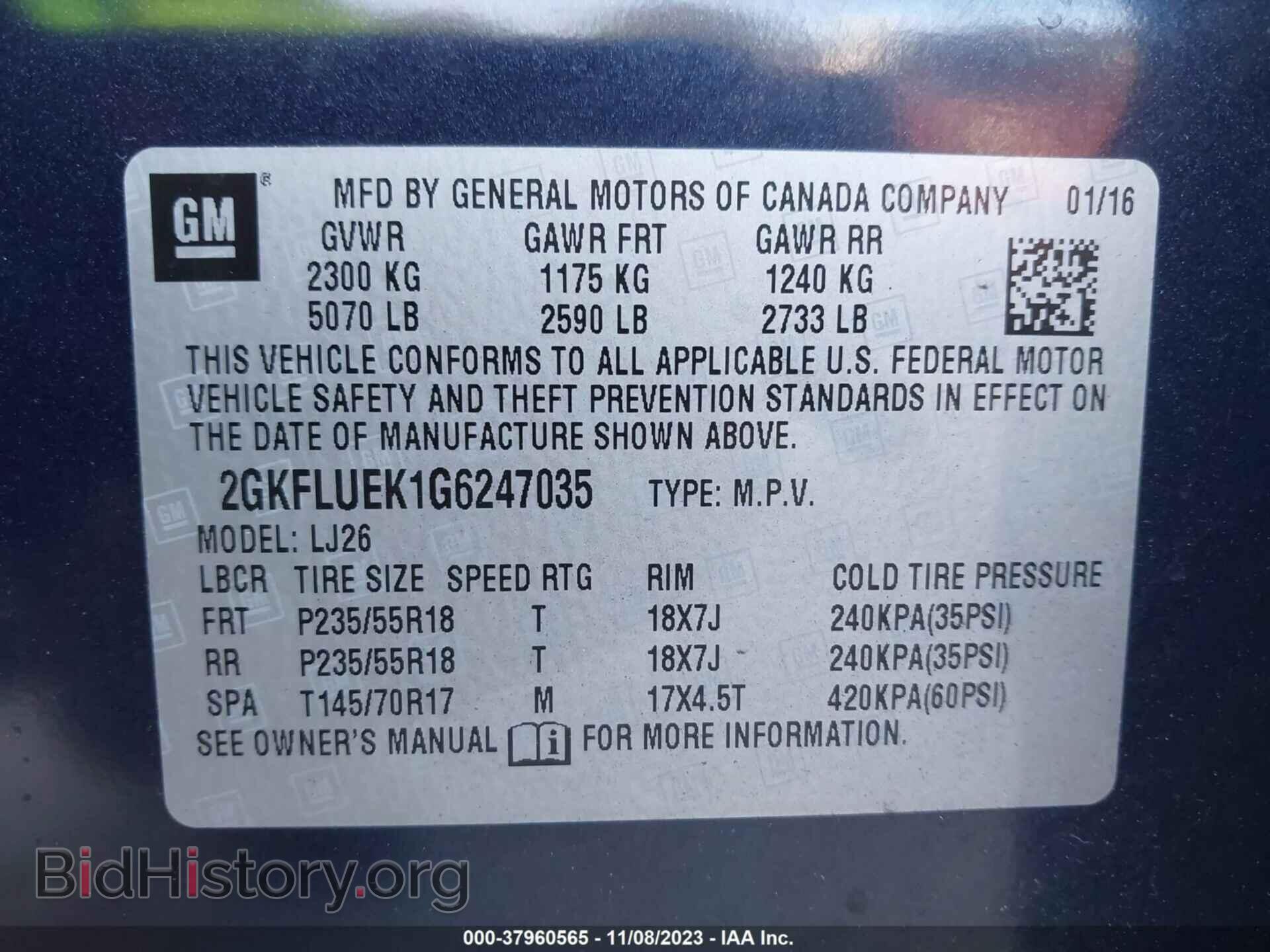 2016 GMC TERRAIN - VIN: 2GKFLUEK1G6247035 - Фото 9