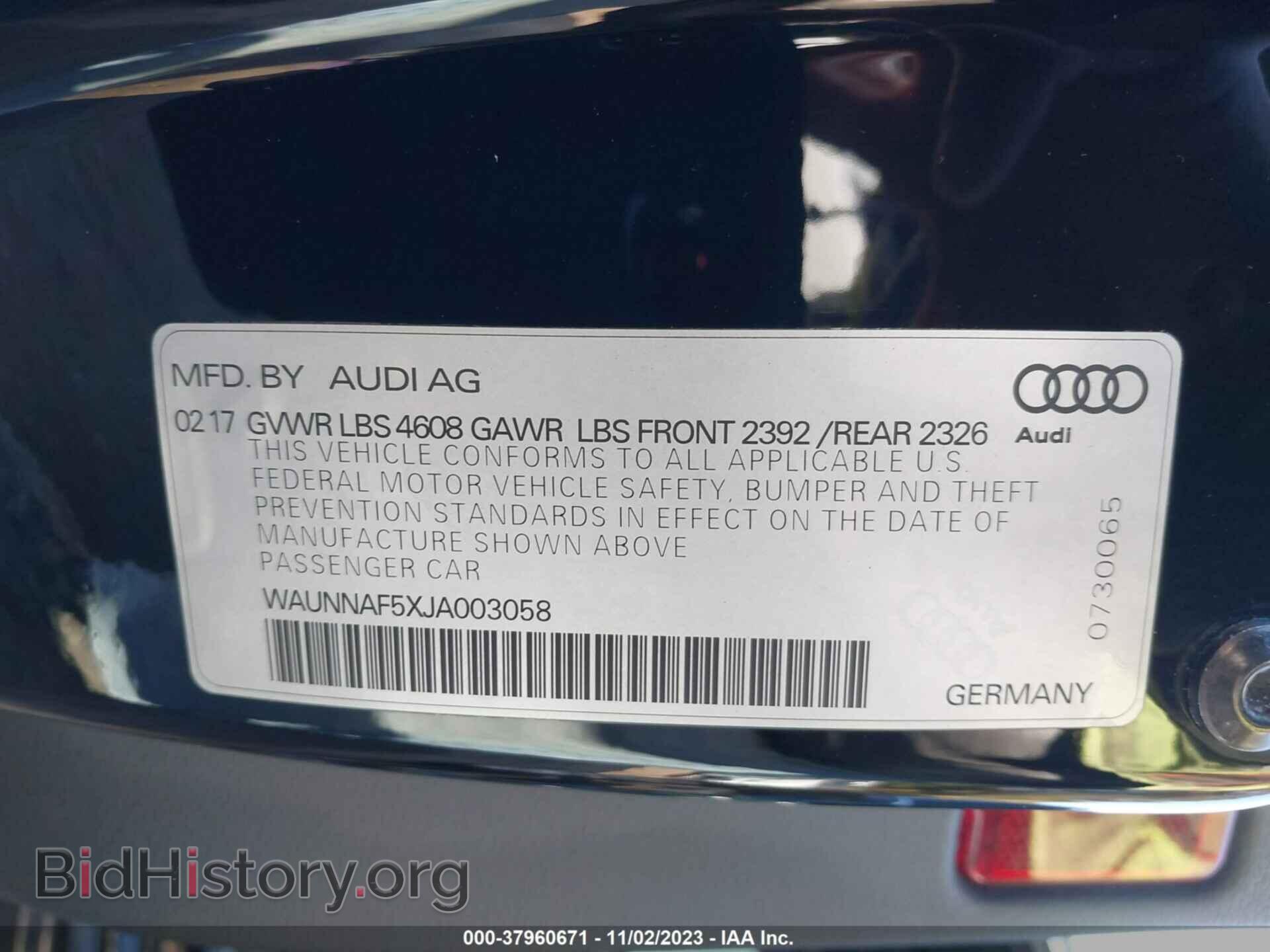 2018 AUDI A5 - VIN: WAUNNAF5XJA003058 - Фото 9
