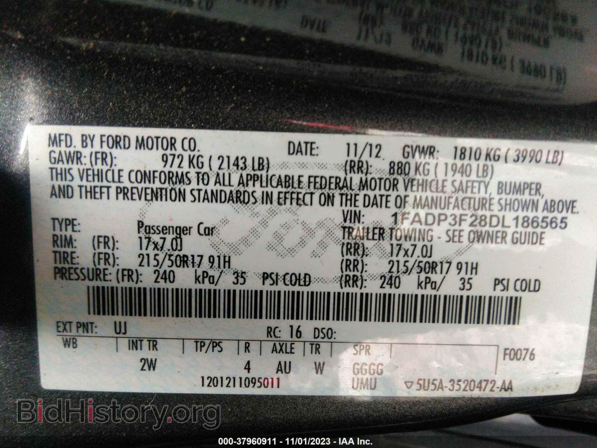 2013 FORD FOCUS - VIN: 1FADP3F28DL186565 - Фото 9