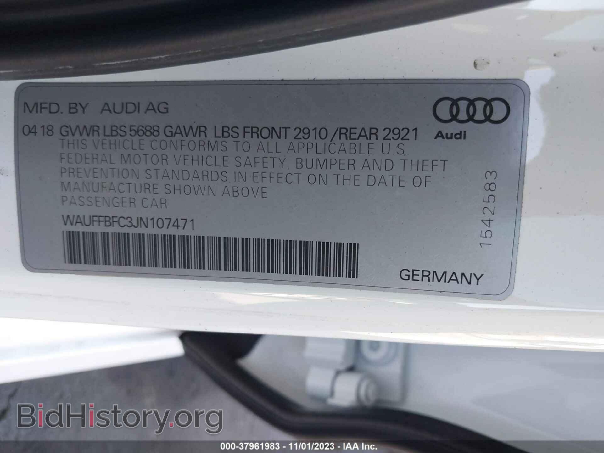 2018 AUDI S6 - VIN: WAUFFBFC3JN107471 - Фото 9