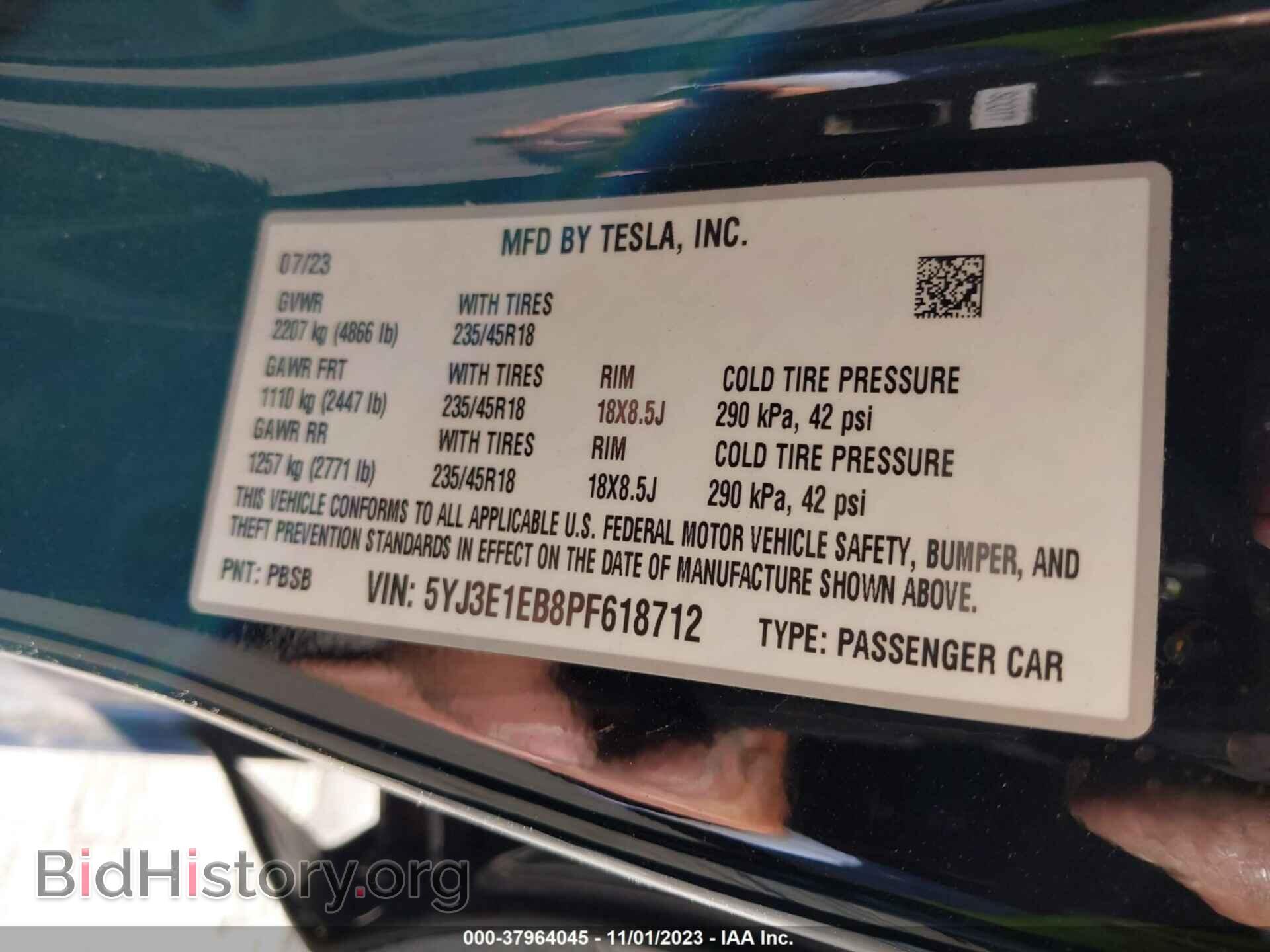 2023 TESLA MODEL 3 - VIN: 5YJ3E1EB8PF618712 - Фото 9