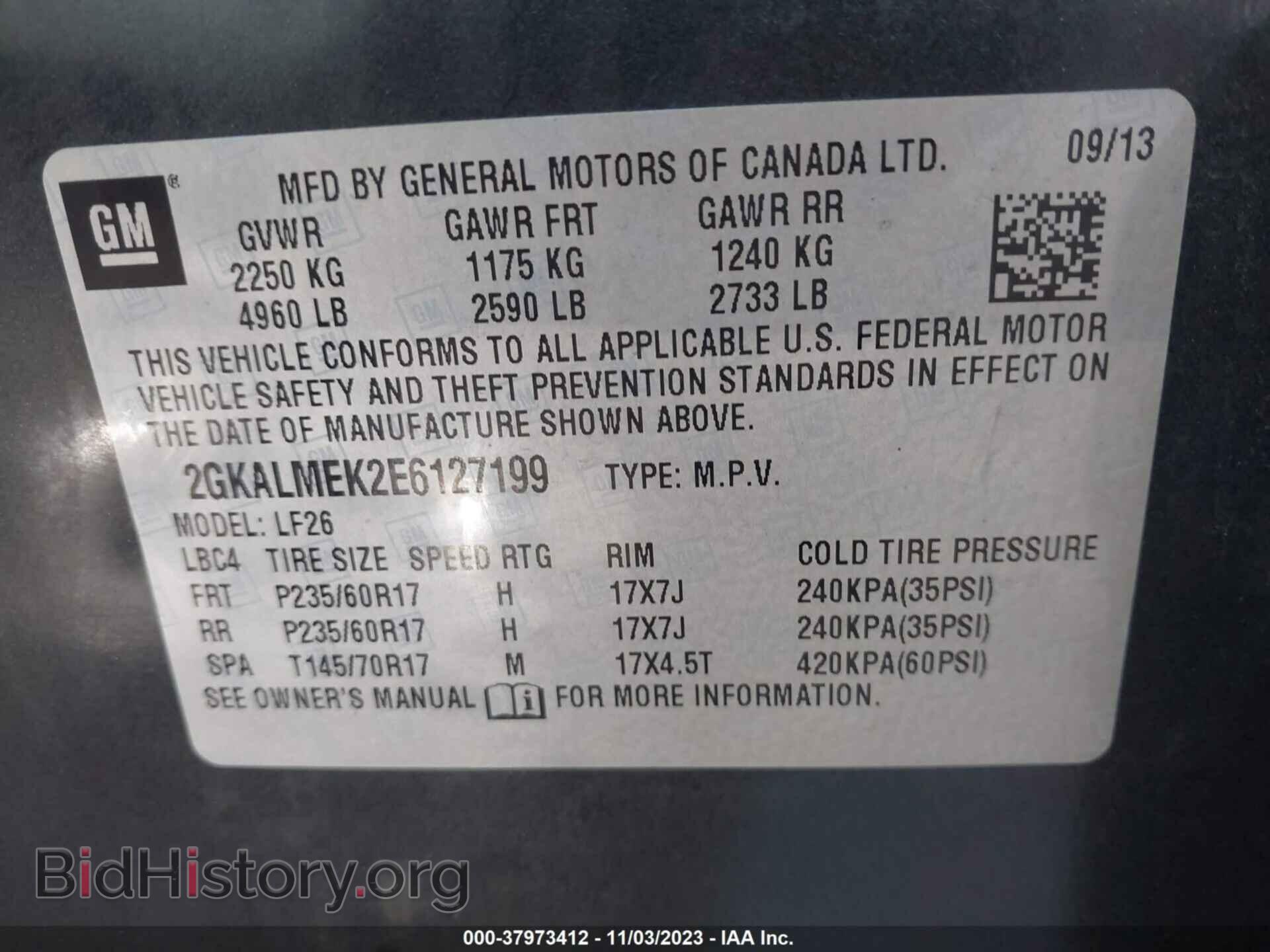 2014 GMC TERRAIN - VIN: 2GKALMEK2E6127199 - Photo 9