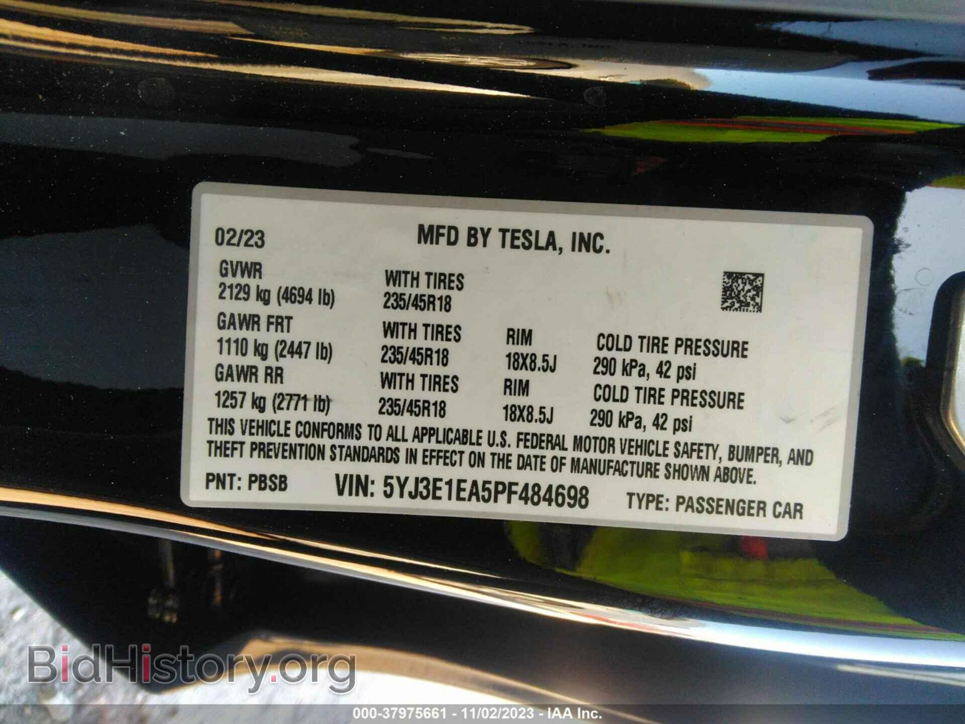 2023 TESLA MODEL 3 - VIN: 5YJ3E1EA5PF484698 - Фото 9