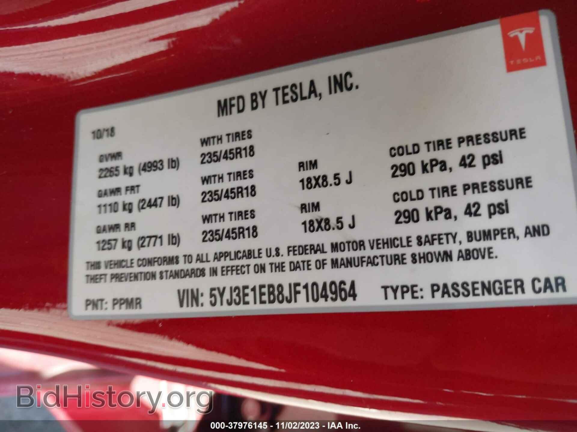2018 TESLA MODEL 3 - VIN: 5YJ3E1EB8JF104964 - Фото 9
