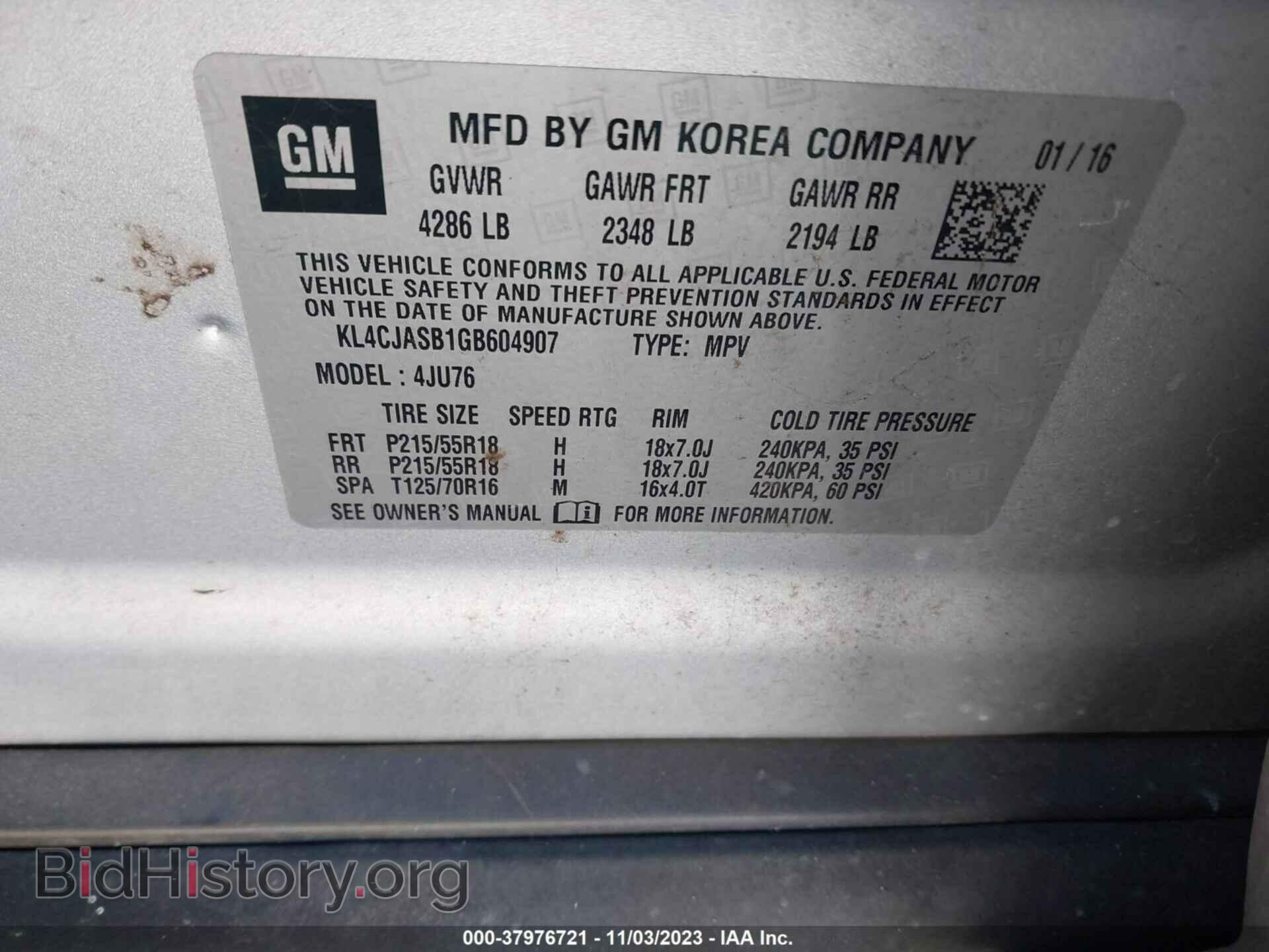 2016 BUICK ENCORE - VIN: KL4CJASB1GB604907 - Фото 9