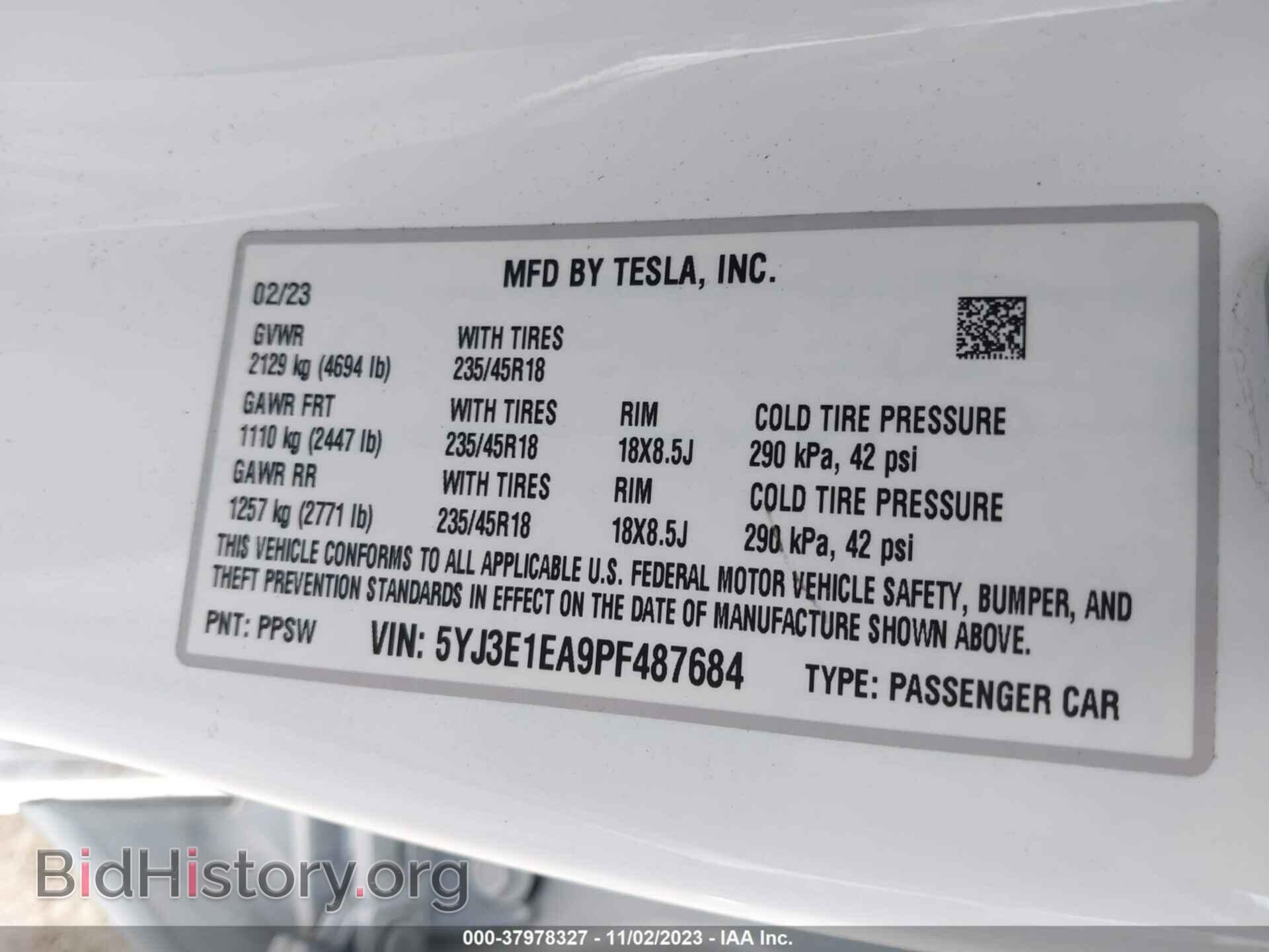 2023 TESLA MODEL 3 - VIN: 5YJ3E1EA9PF487684 - Фото 9
