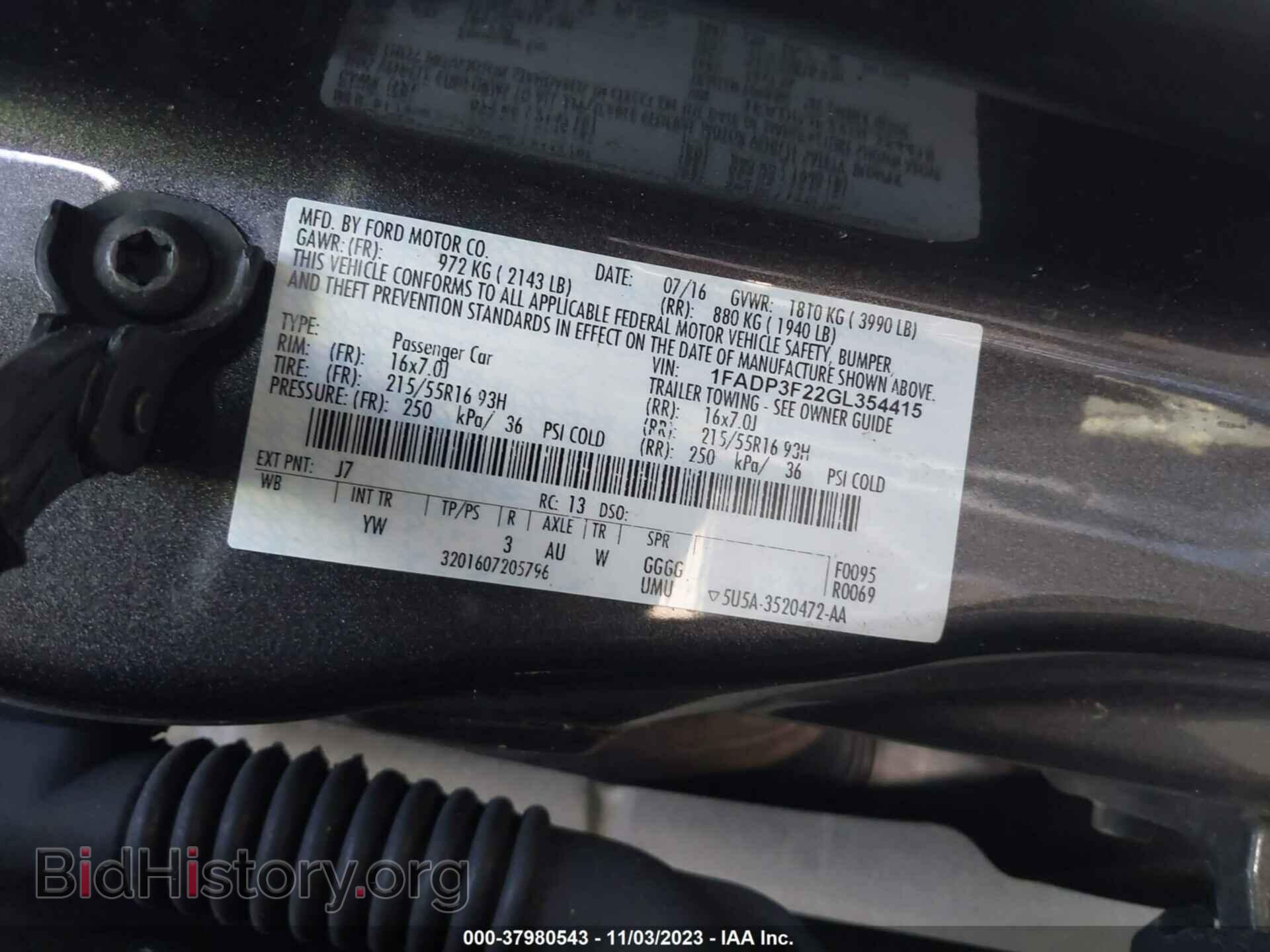 2016 FORD FOCUS - VIN: 1FADP3F22GL354415 - Фото 9
