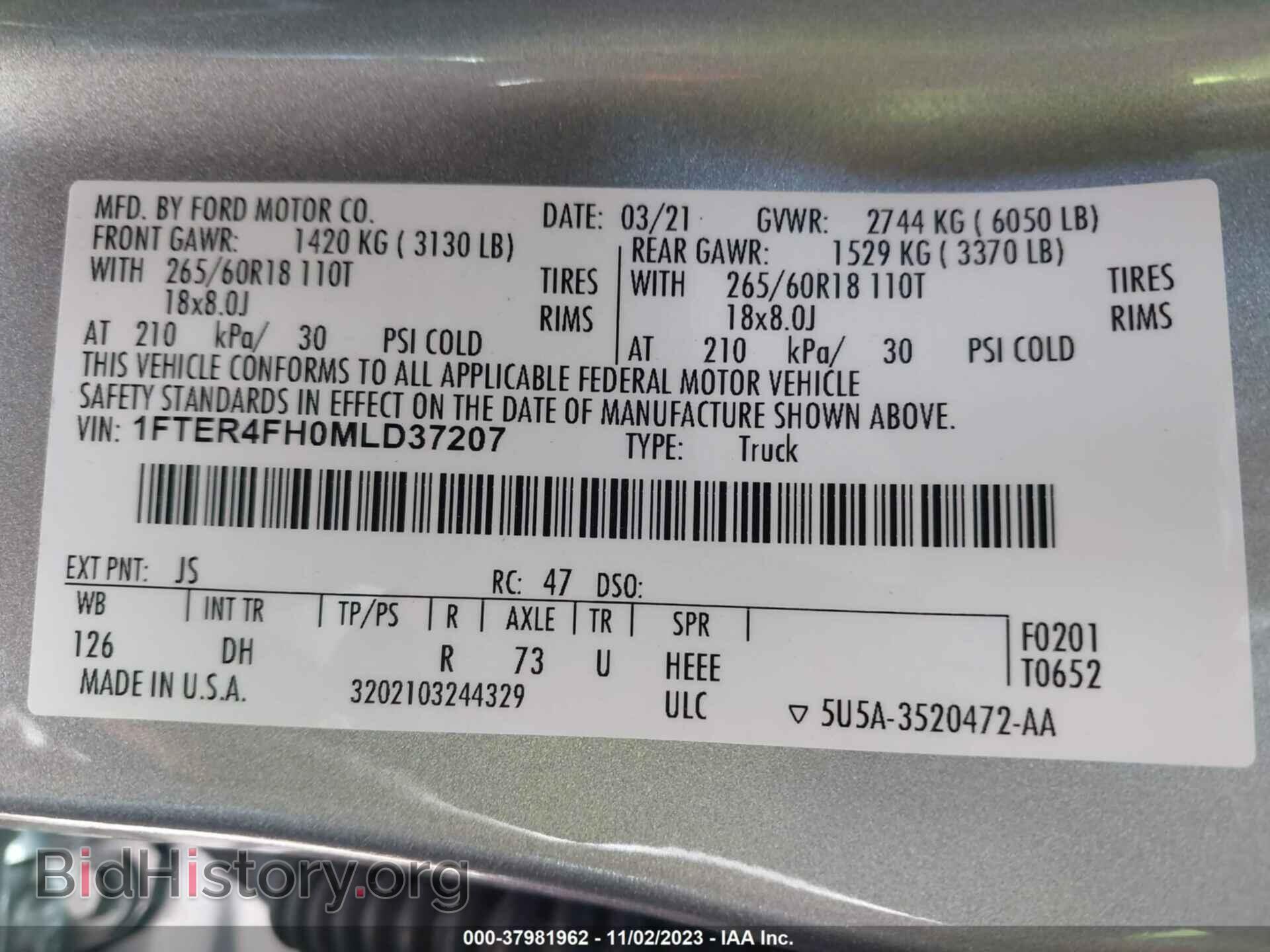 2021 FORD RANGER - VIN: 1FTER4FH0MLD37207 - Фото 9