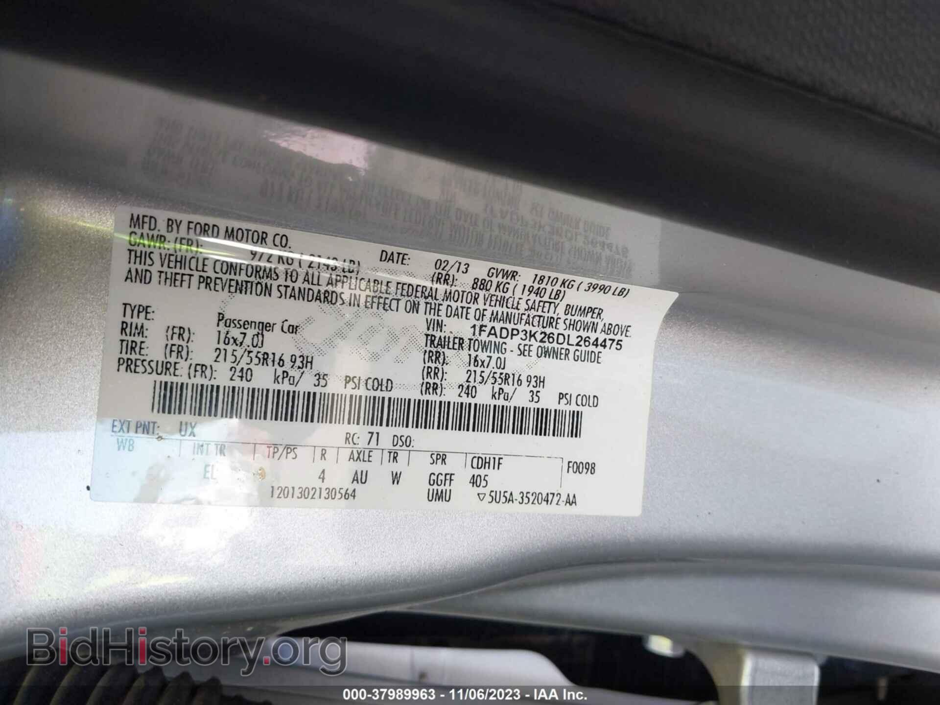 2013 FORD FOCUS - VIN: 1FADP3K26DL264475 - Фото 9