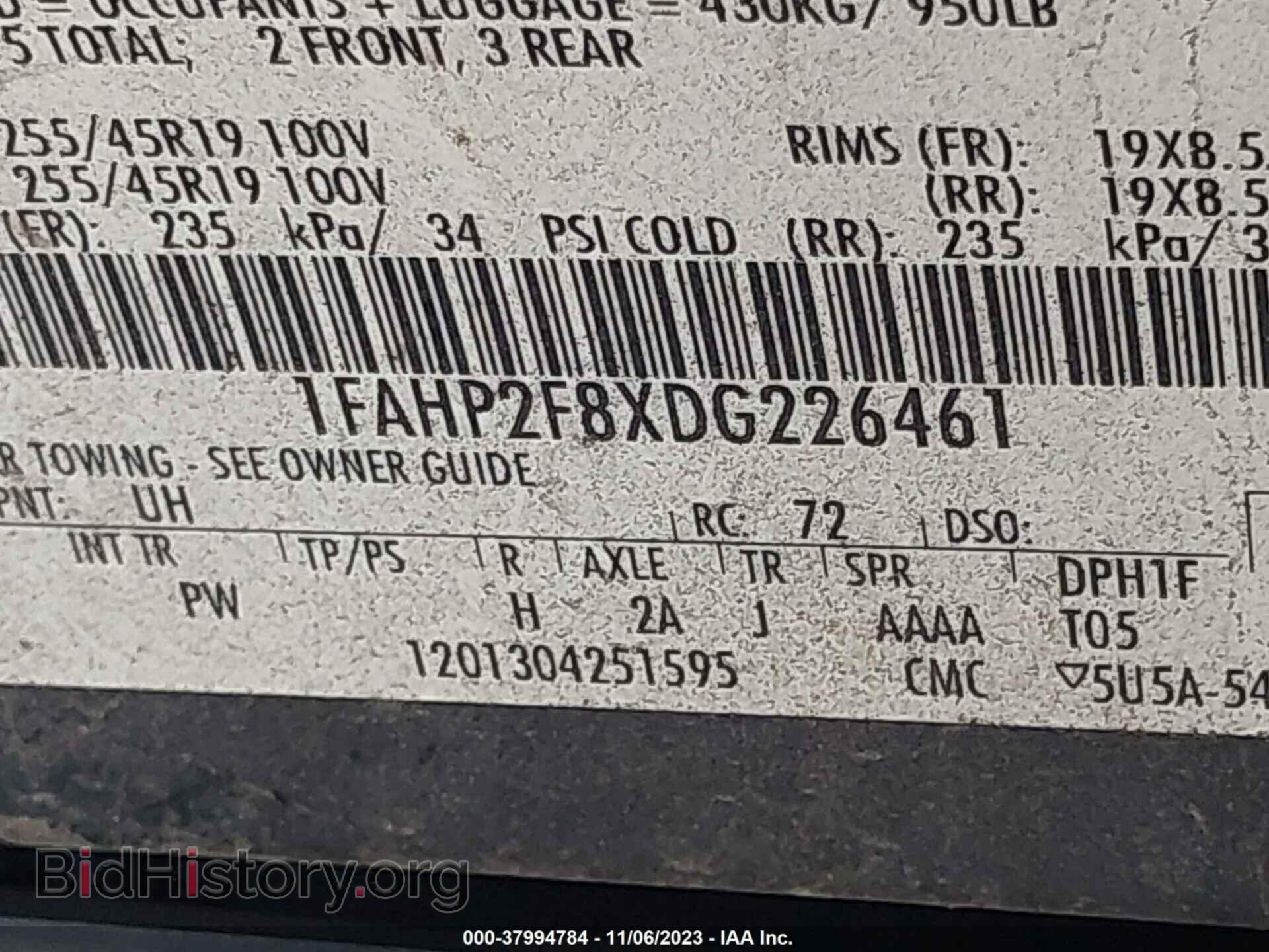 2013 FORD TAURUS - VIN: 1FAHP2F8XDG226461 - Фото 9