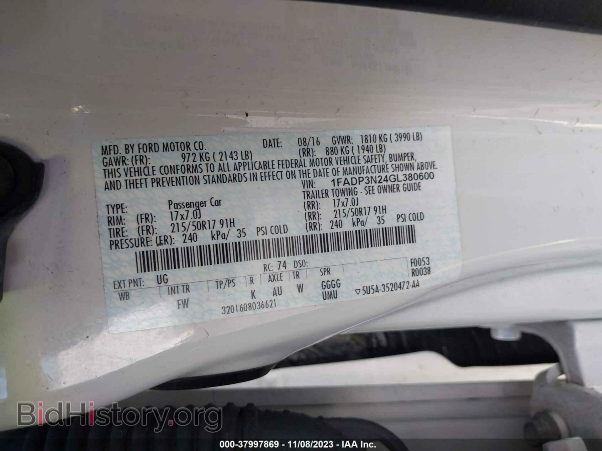 2016 FORD FOCUS - VIN: 1FADP3N24GL380600 - Фото 9