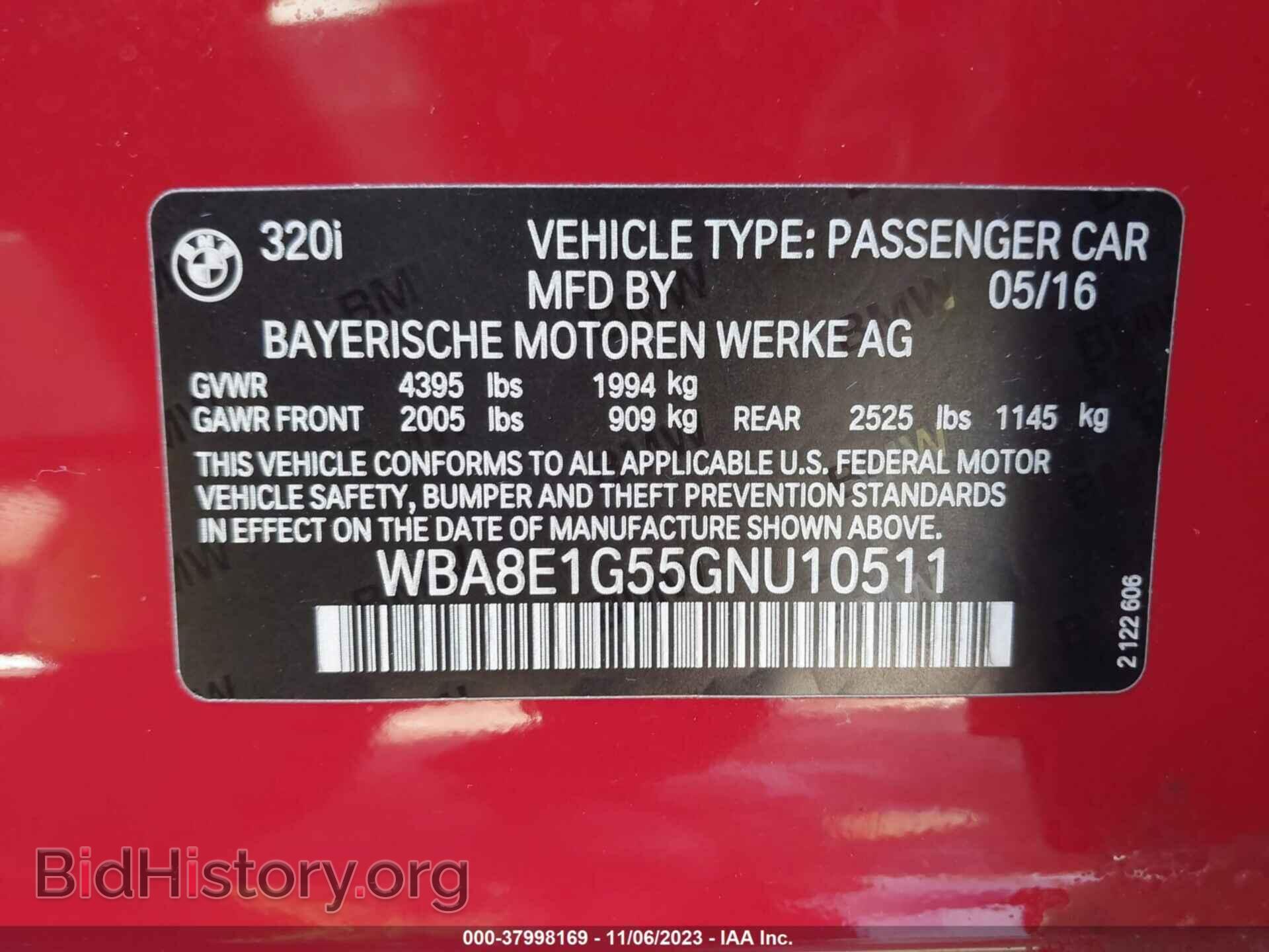 2016 BMW 320I - VIN: WBA8E1G55GNU10511 - Фото 9