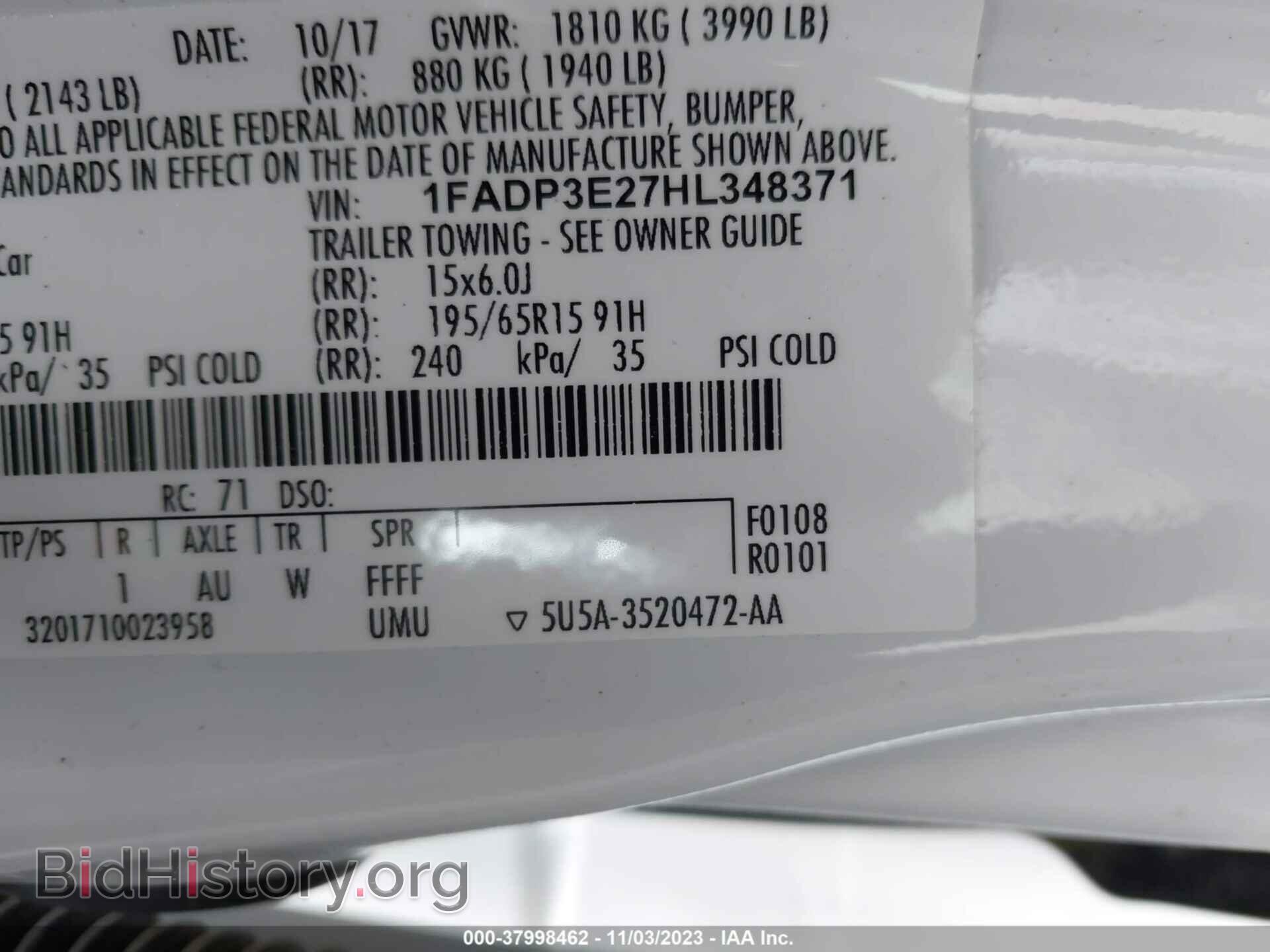 2017 FORD FOCUS - VIN: 1FADP3E27HL348371 - Фото 9